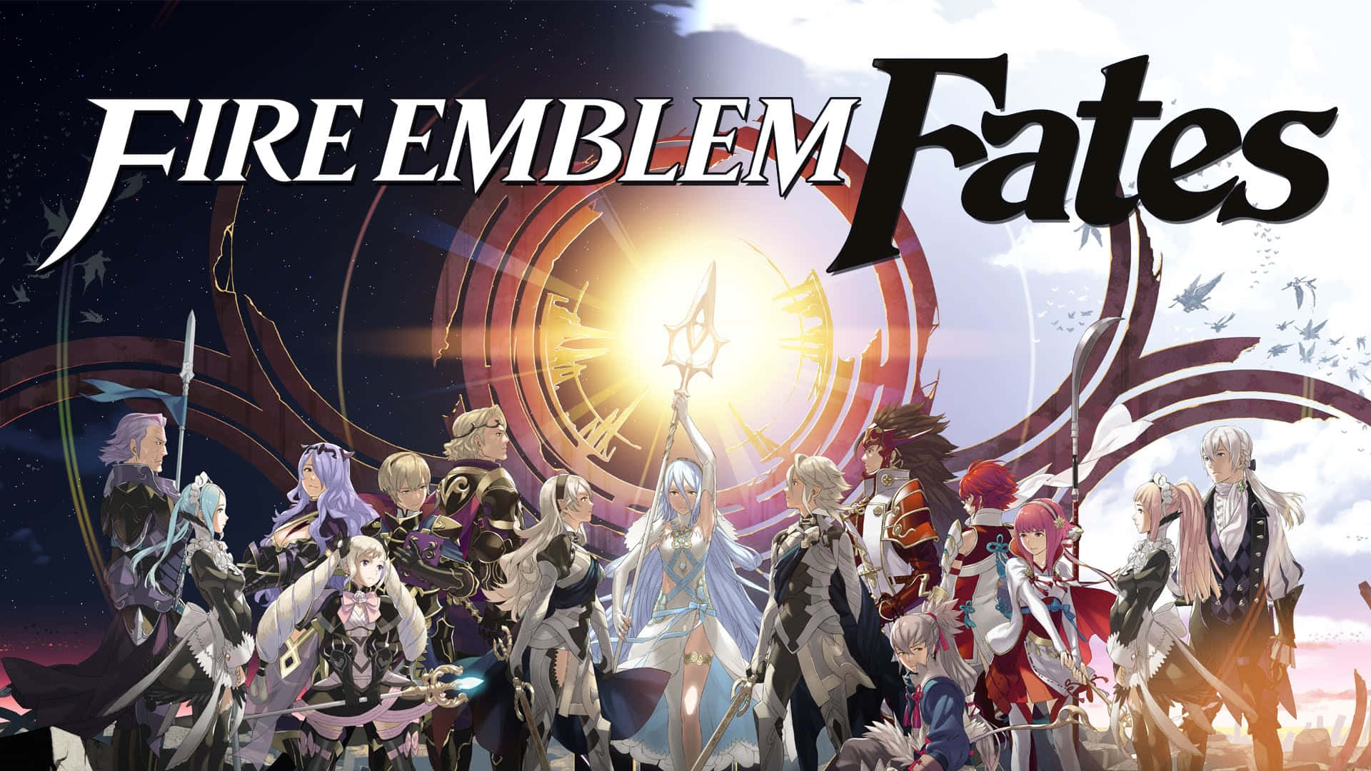 Fire Emblem Fates, anime group of warriors, glowing circular emblem, Full HD Desktop Wallpaper