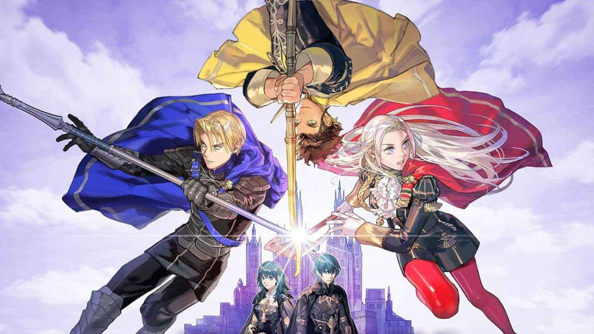 Fire Emblem Three Houses, anime warriors, city skyline, Full HD Desktop Wallpaper