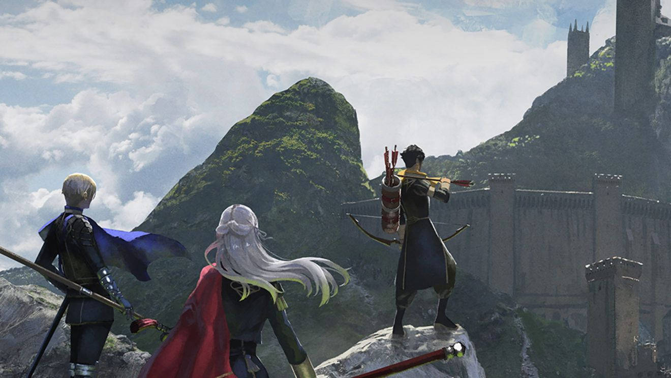 Fire Emblem Three Houses, cliff, castle, HD Desktop Wallpaper
