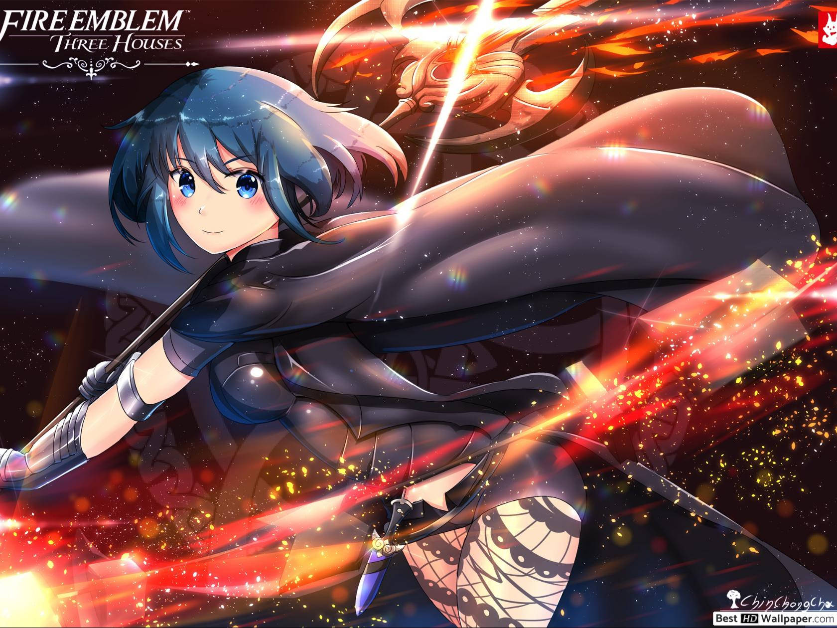 Fire Emblem Three Houses, blue-haired anime warrior, dark armor, HD Desktop Wallpaper