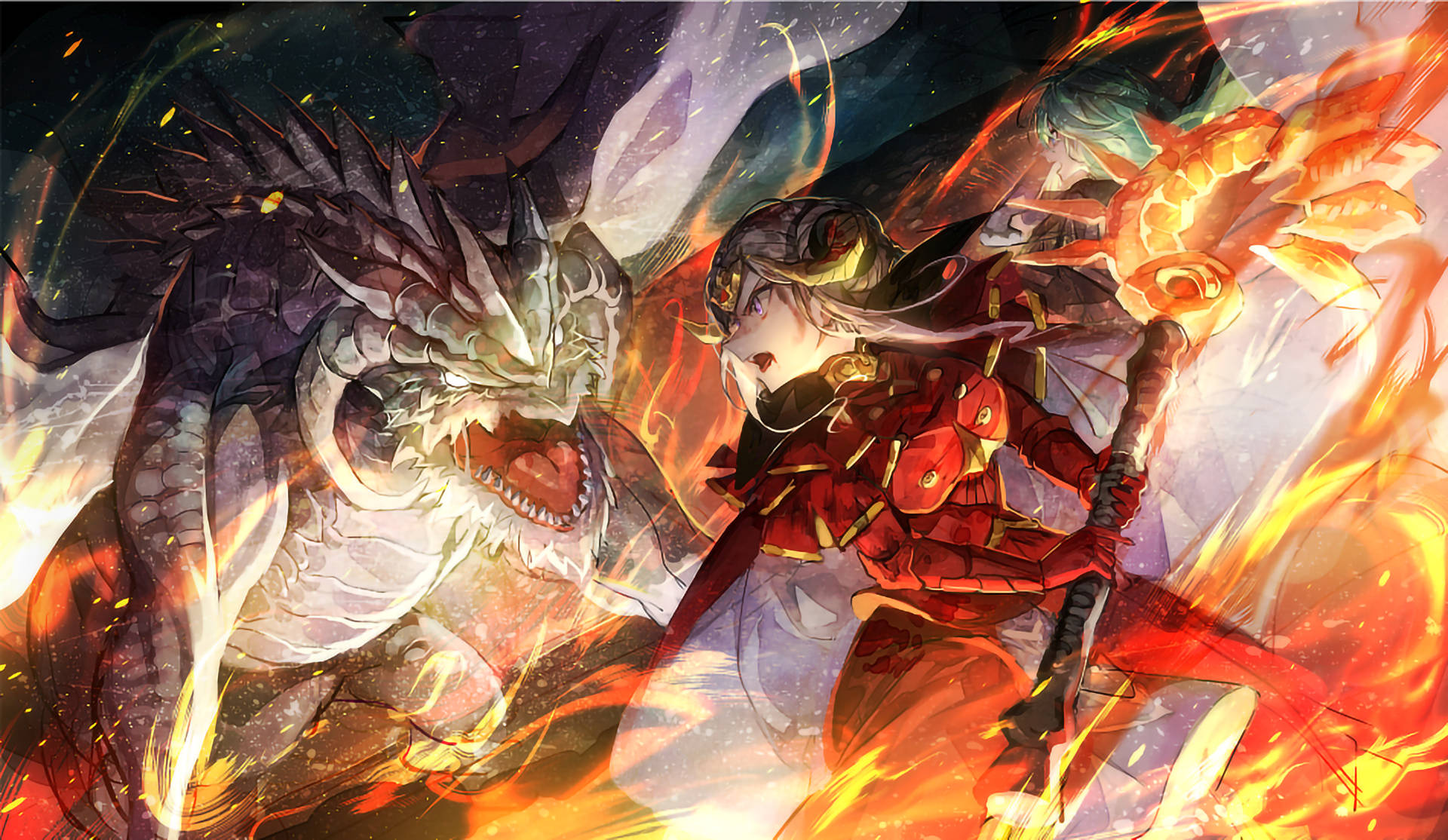 Fire Emblem Three Houses, red armor, white dragon, Full HD Desktop Wallpaper