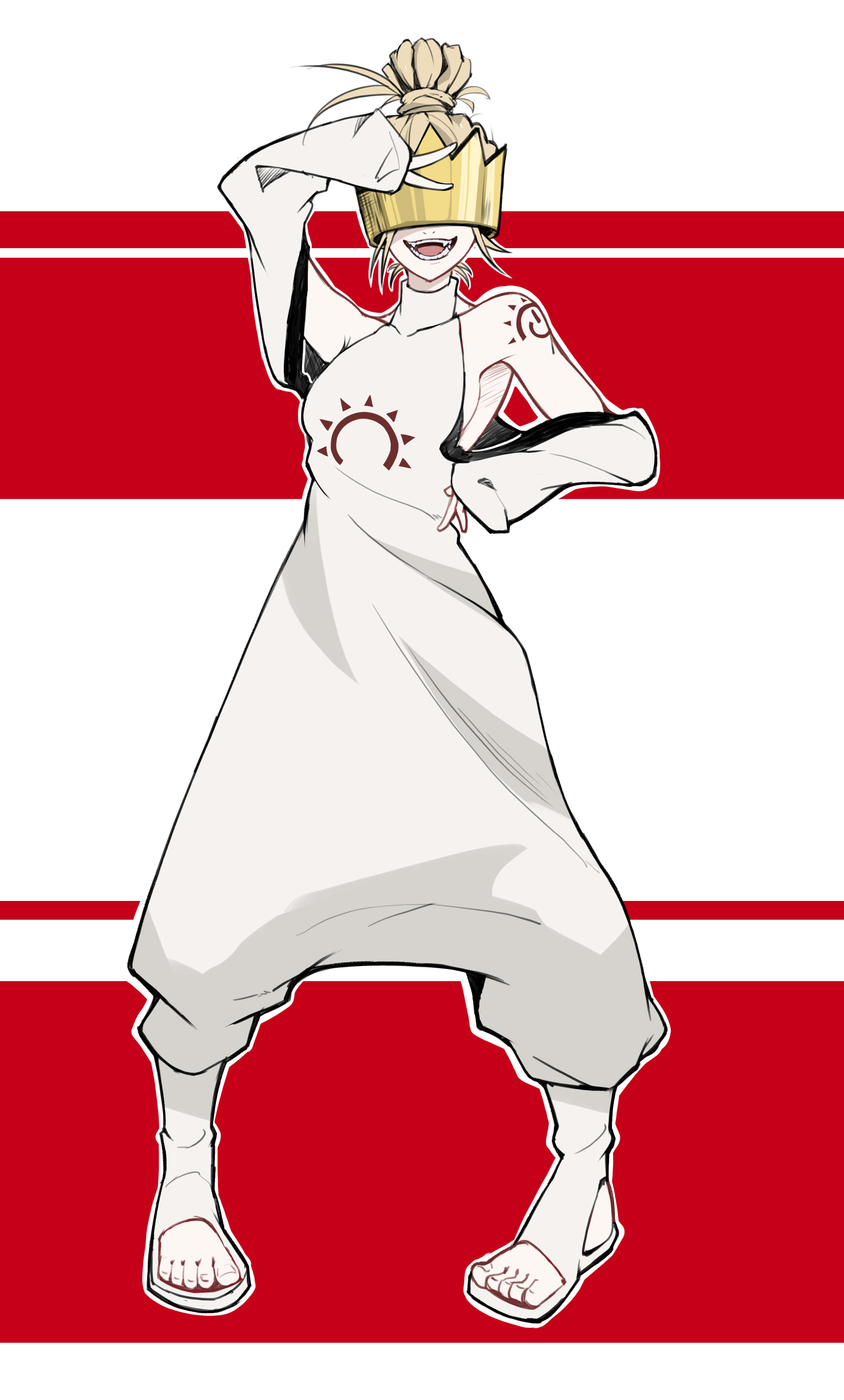 Fire Force Haumea, white robe, gold crown, 4K Phone Wallpaper