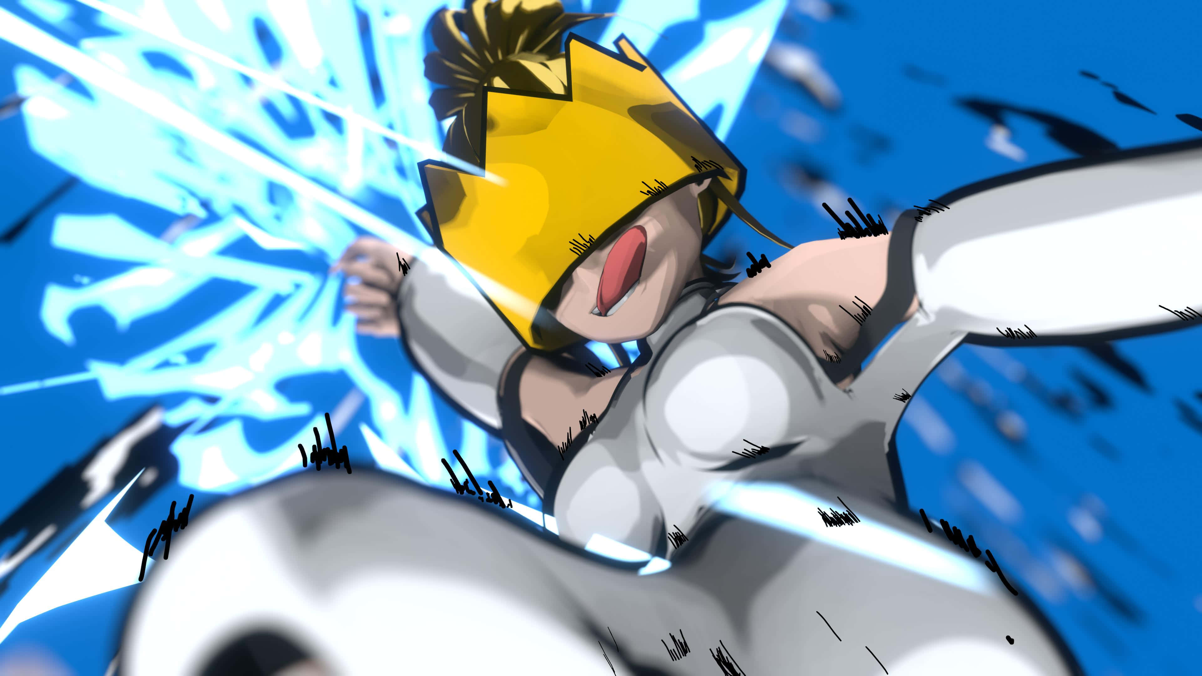 Fire Force Haumea, yellow helmet, white suit, 4K Desktop Wallpaper