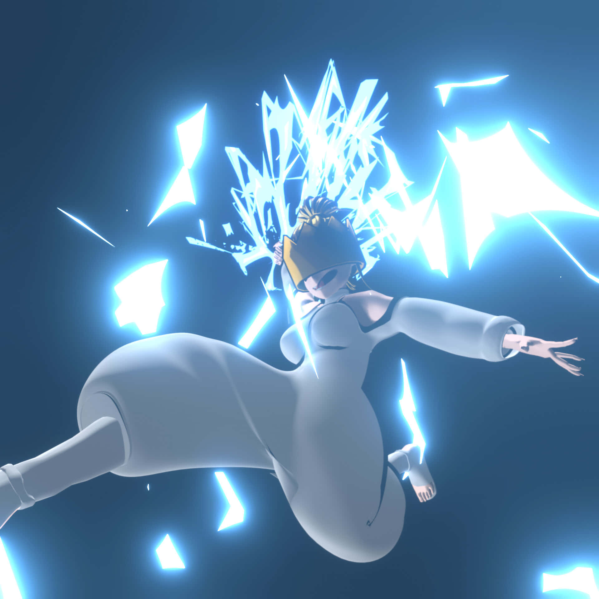 Fire Force Haumea, white outfit, dark blue background, Full HD Desktop Wallpaper