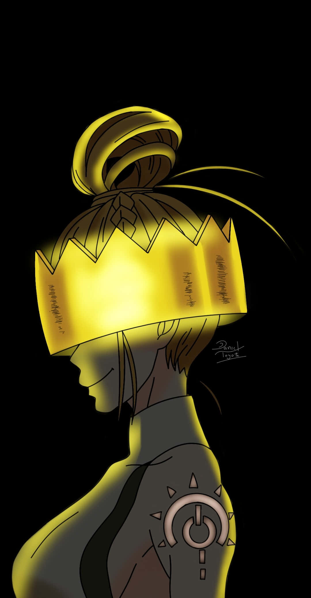 Fire Force Haumea, glowing golden crown, profile, Full HD Phone Wallpaper