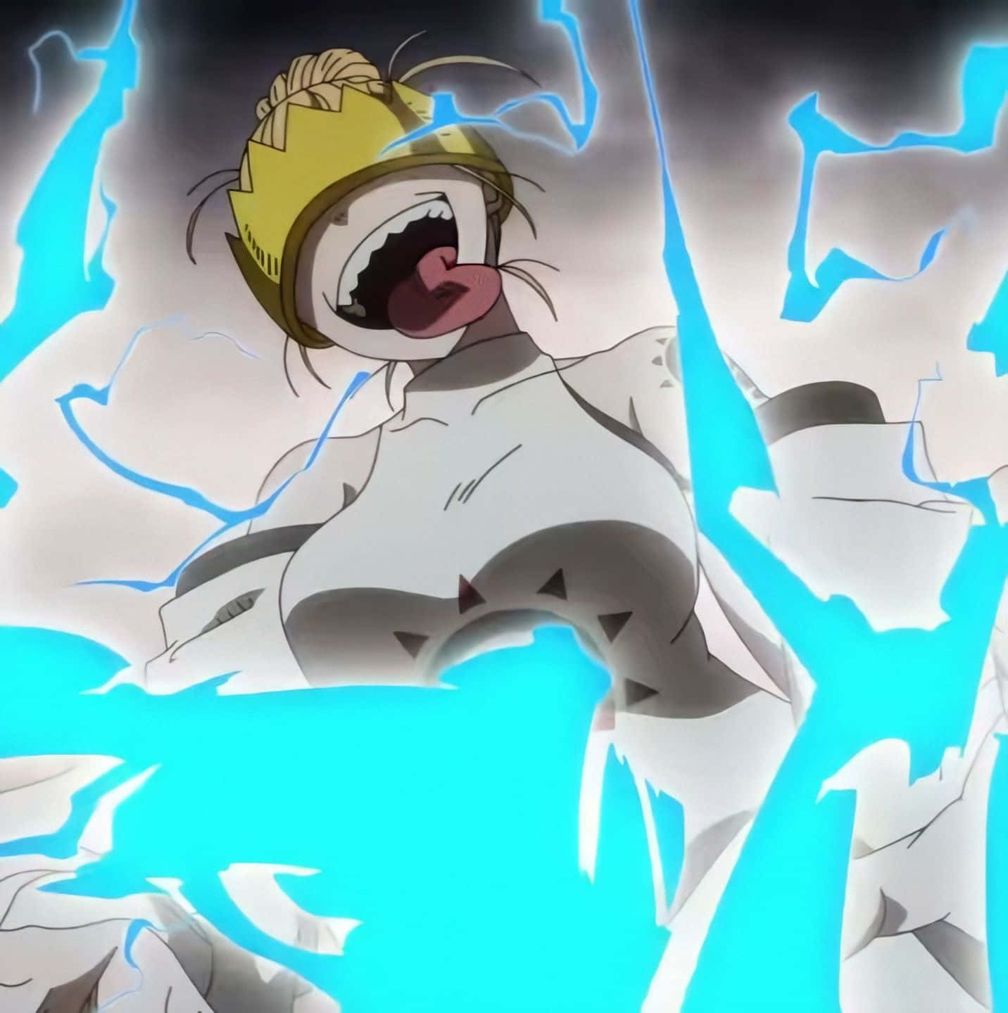 Fire Force Haumea, yellow crown, blue lightning, HD Phone Wallpaper