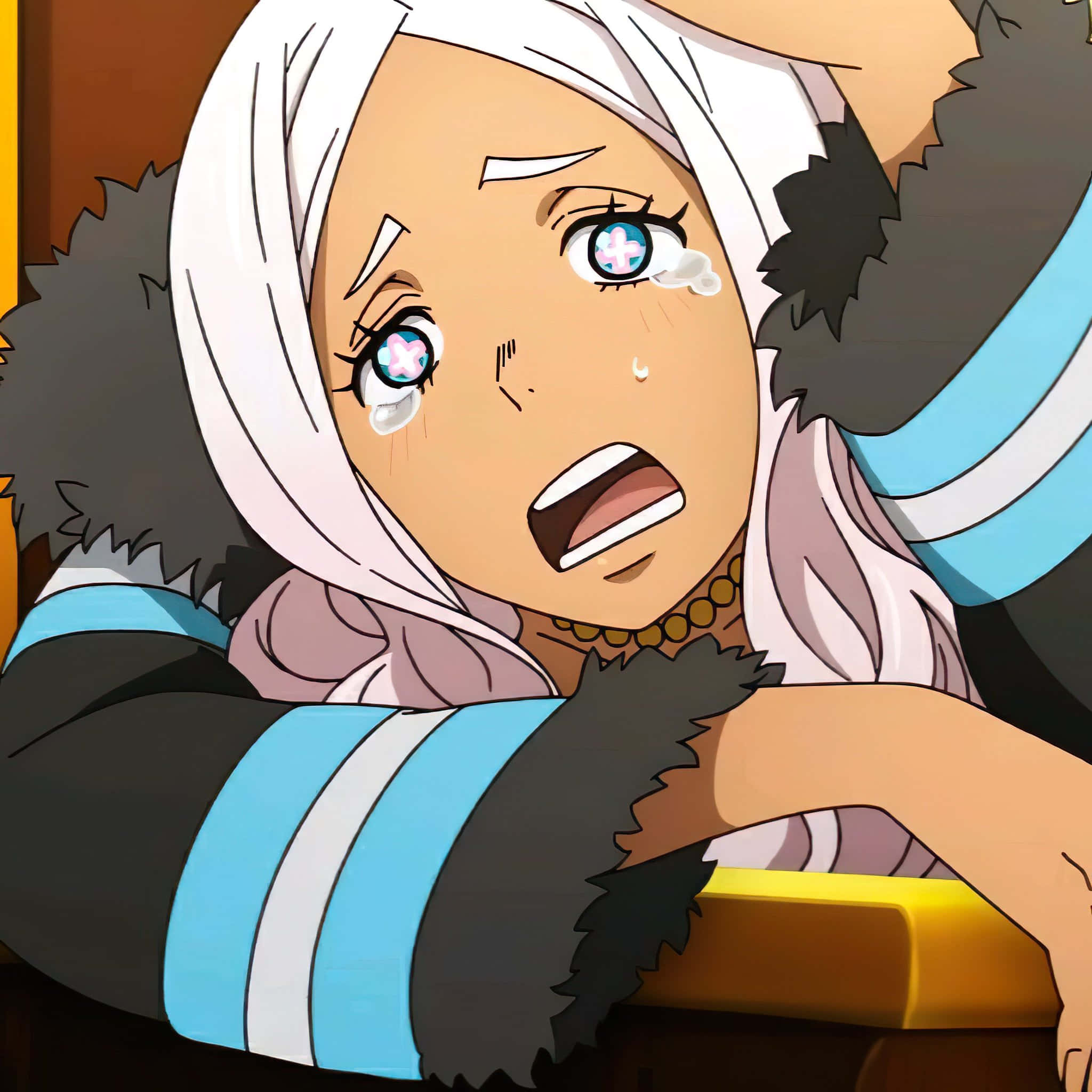 Fire Force Hibana, white hair, blue eyes, Full HD Desktop Wallpaper