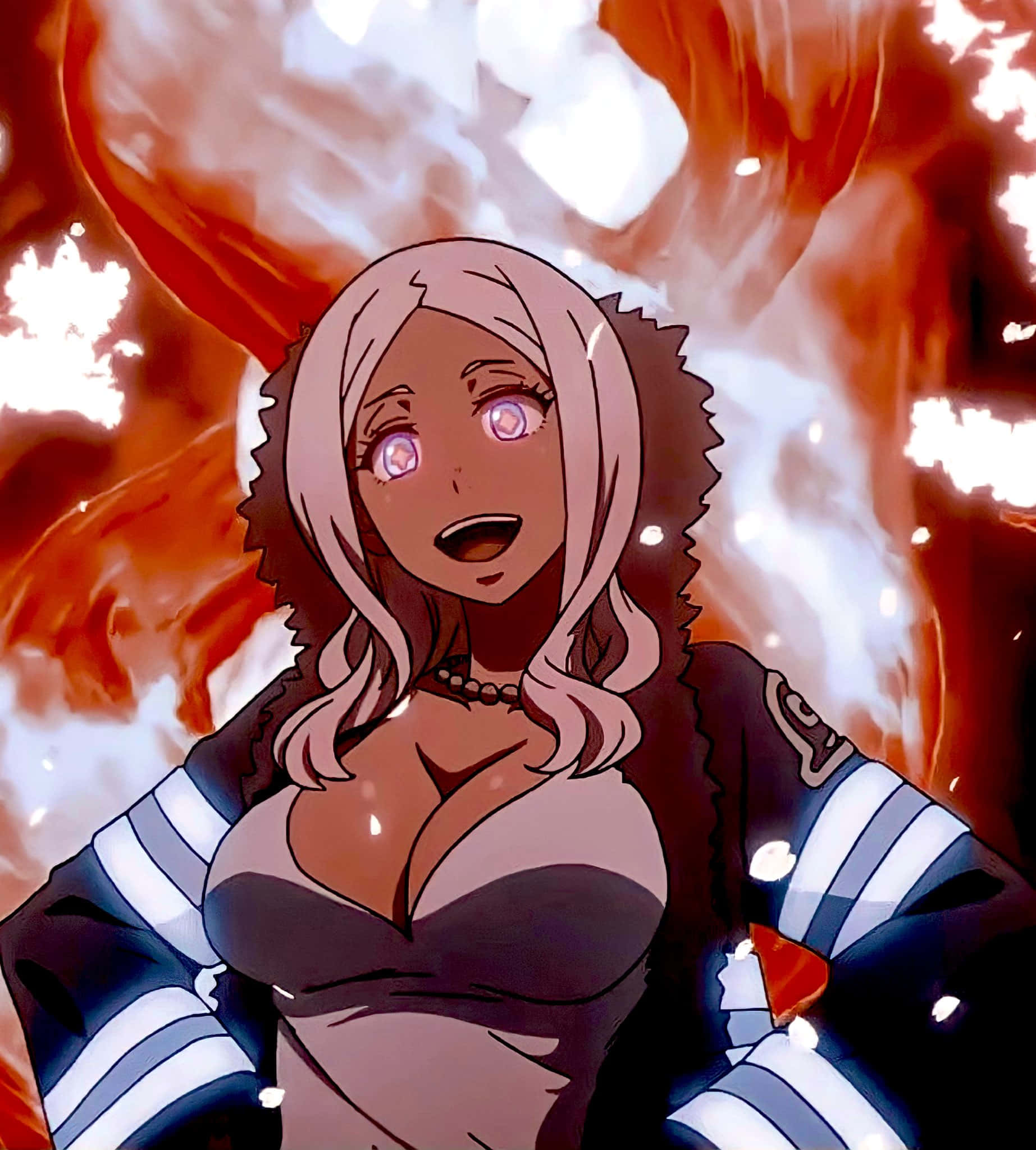 Fire Force Hibana, pink eyes, blonde hair, Full HD Phone Wallpaper