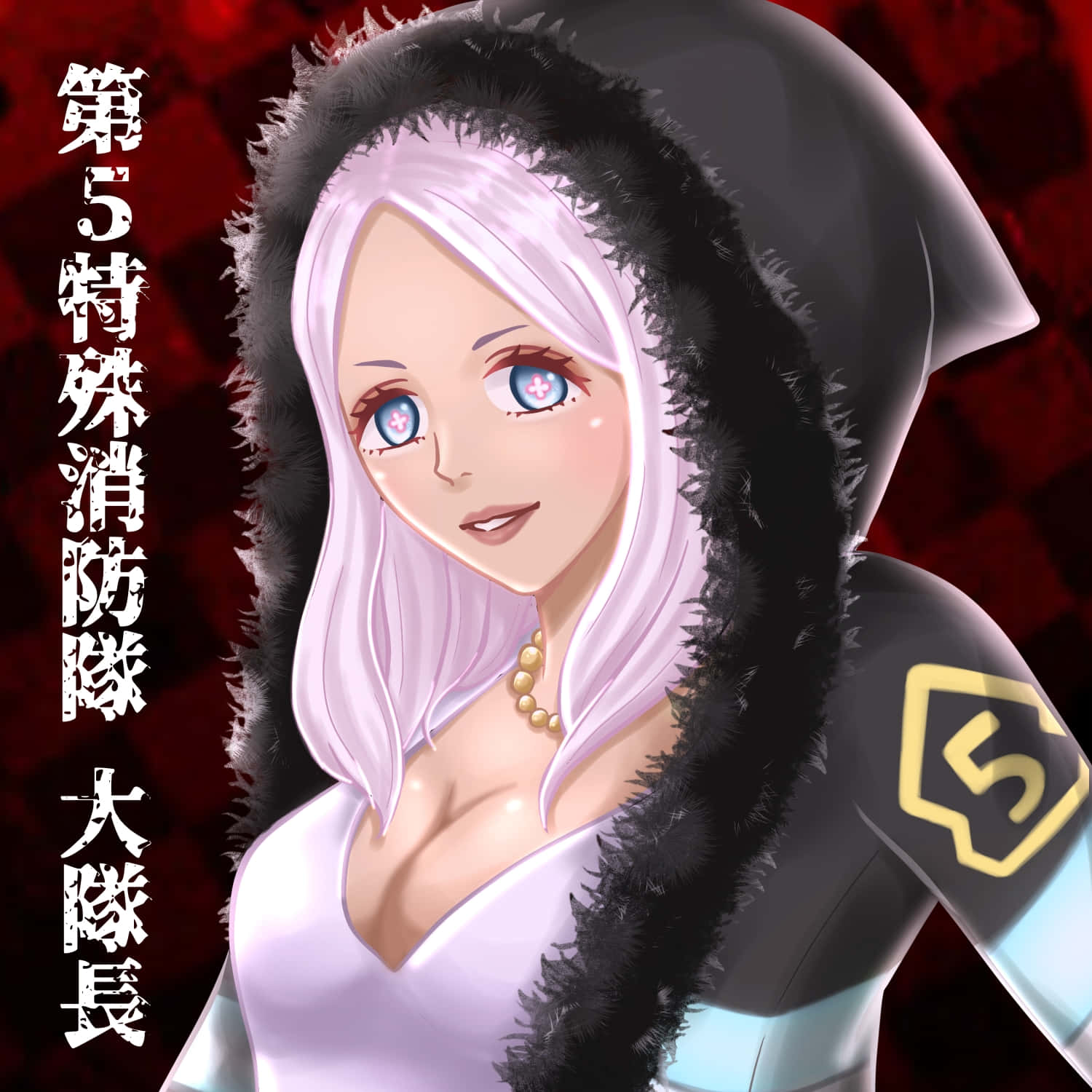 Fire Force Hibana, anime-style woman, pale pink hair, HD Desktop Wallpaper