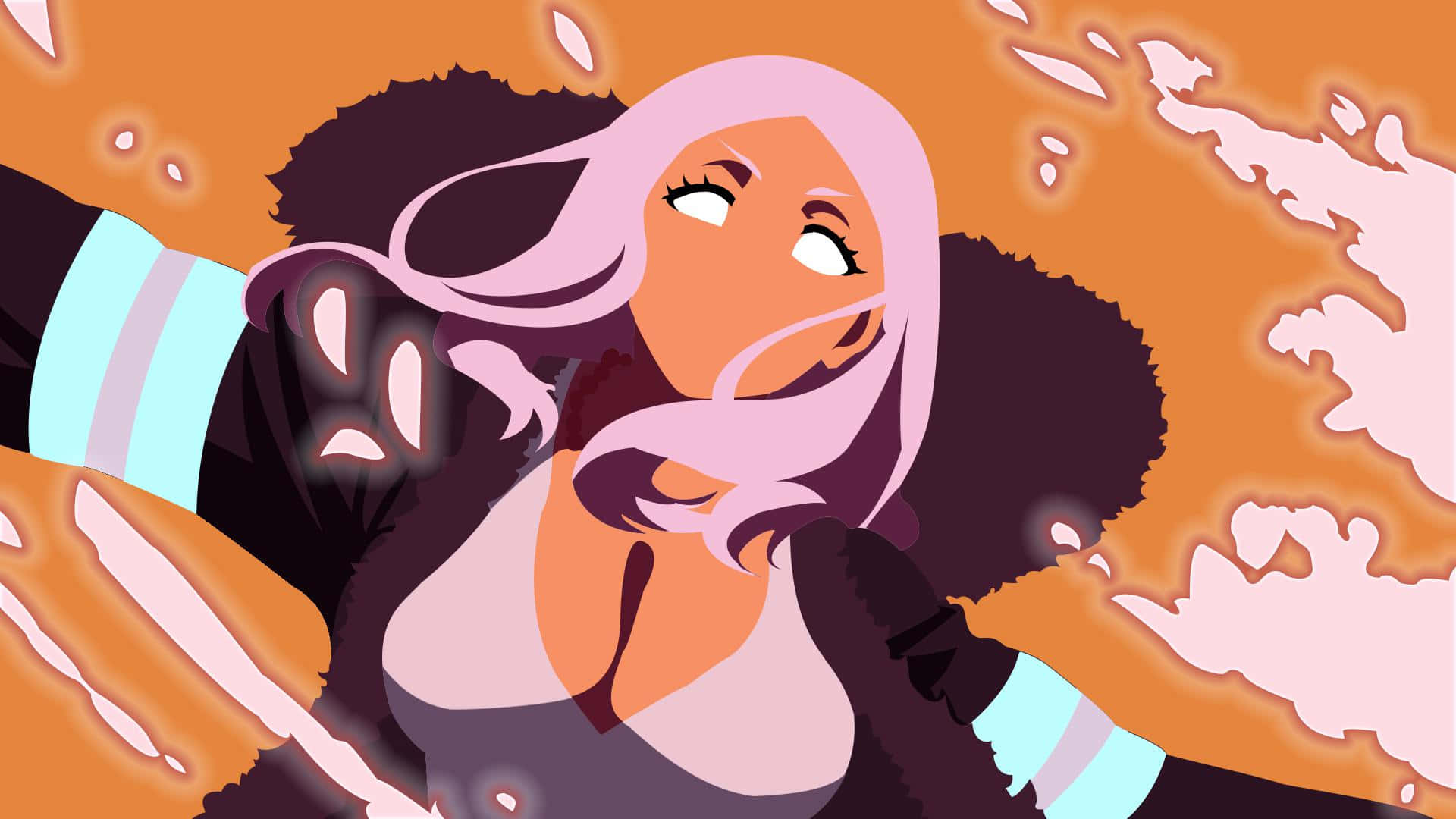 Fire Force Hibana, pink hair, dark skin, Full HD Desktop Wallpaper