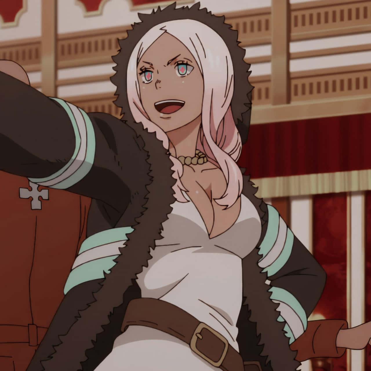 Fire Force Hibana, anime girl, white hair, HD Desktop Wallpaper
