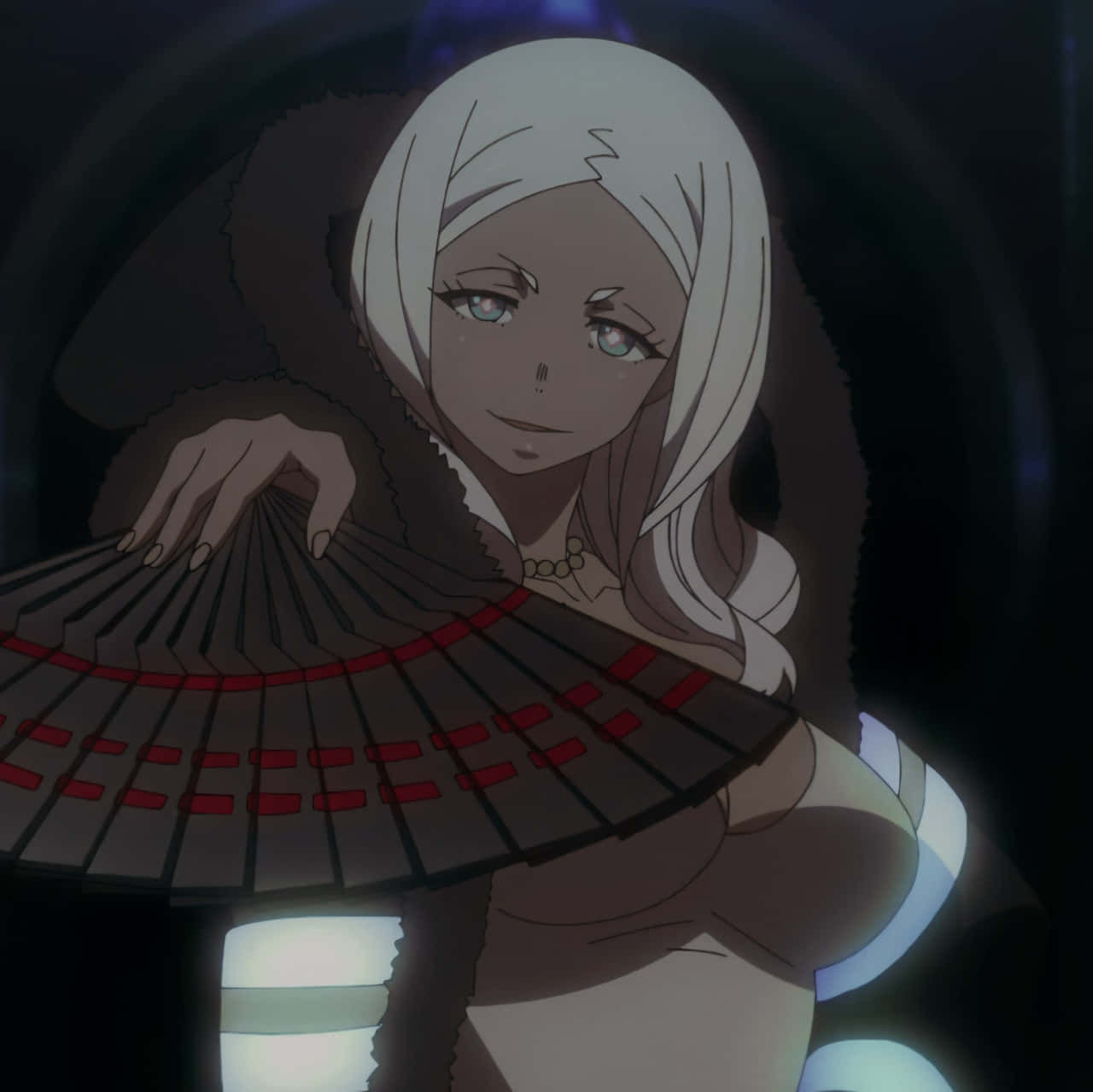 Fire Force Hibana, silver-haired anime woman, green eyes, HD Desktop Wallpaper