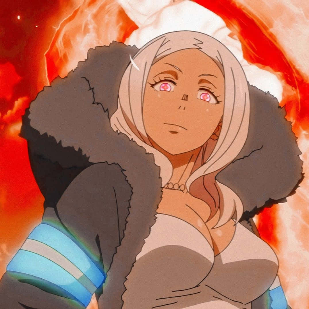 Fire Force Hibana, silver hair, pink eyes, SD Desktop Wallpaper
