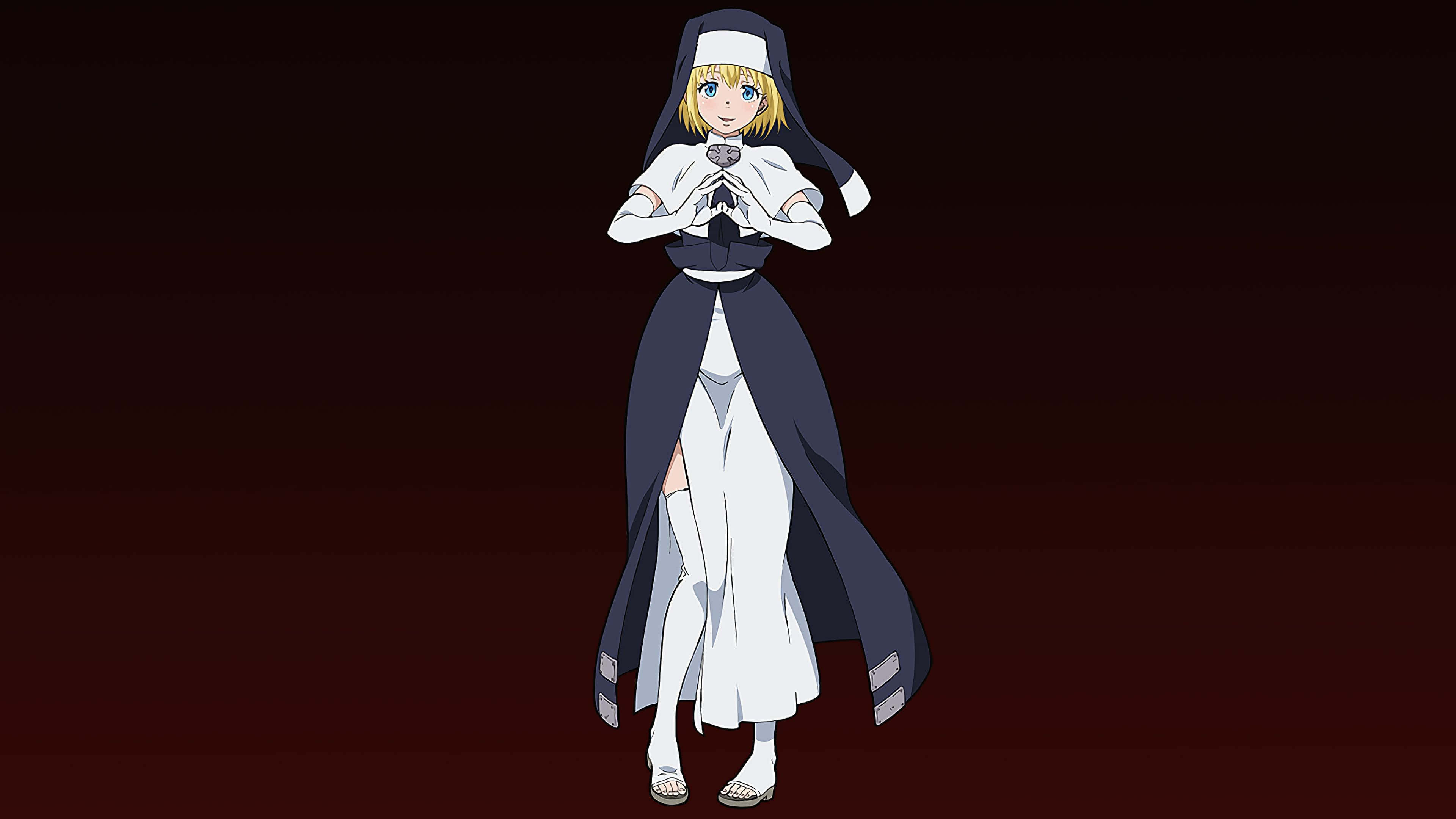 Fire Force, Iris, blonde anime nun, 4K Desktop Wallpaper