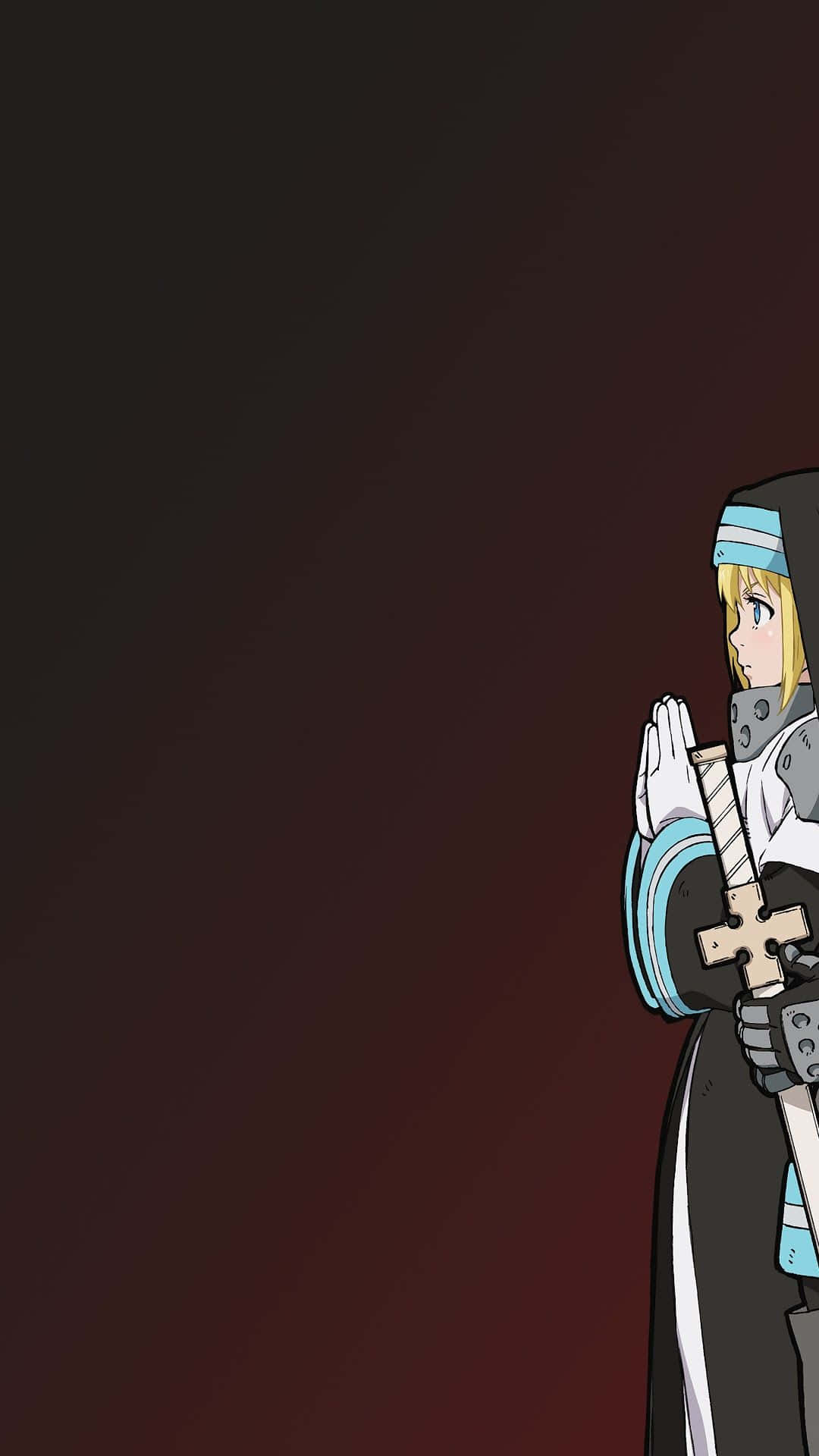 Fire Force Iris, prayer pose, blonde anime knight, Full HD Phone Wallpaper