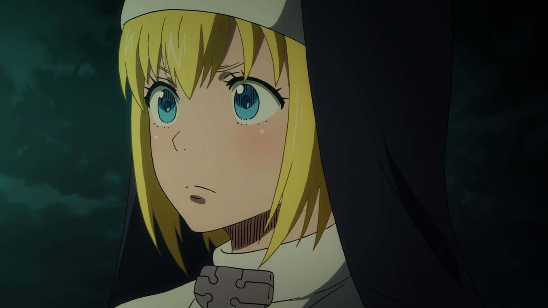 Fire Force Iris, blonde anime girl, blue eyes, Full HD Desktop Wallpaper