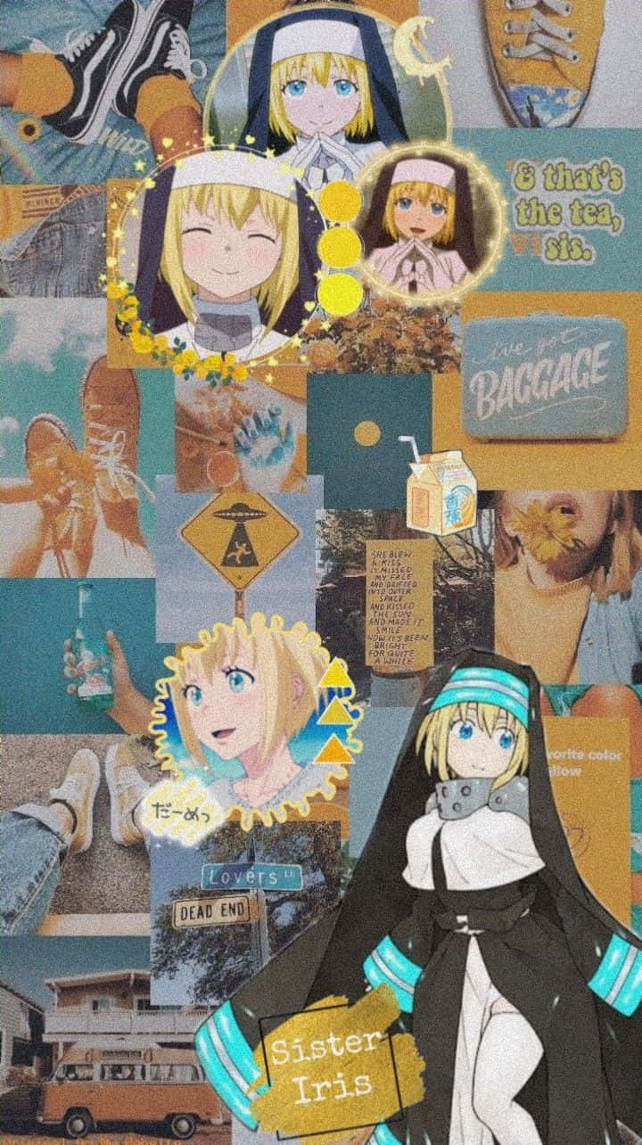 Fire Force Iris, anime-style nun characters, sneakers, HD Phone Wallpaper
