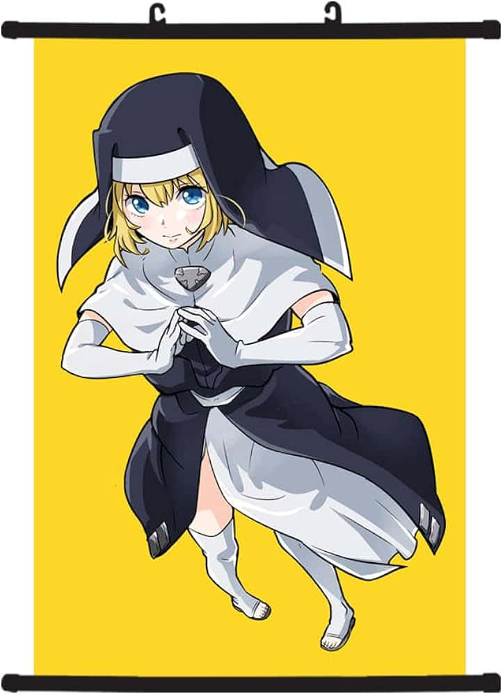 Fire Force Iris, anime girl, black and white nun outfit, SD Phone Wallpaper