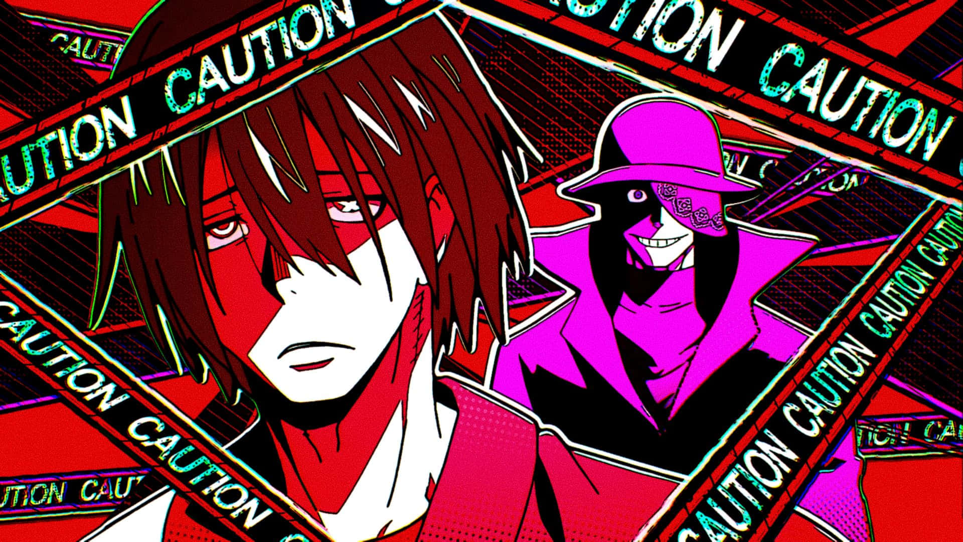 Fire Force Joker, neon red, pink, Full HD Desktop Wallpaper