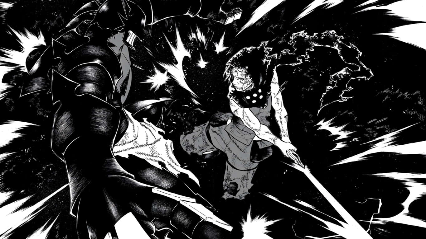 Fire Force Joker, black and white battle scene, explosive energy lines, HD Desktop Wallpaper