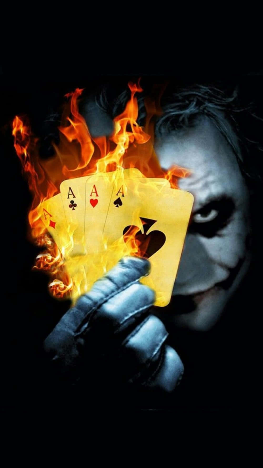 Joker, flaming aces, black background, HD Phone Wallpaper