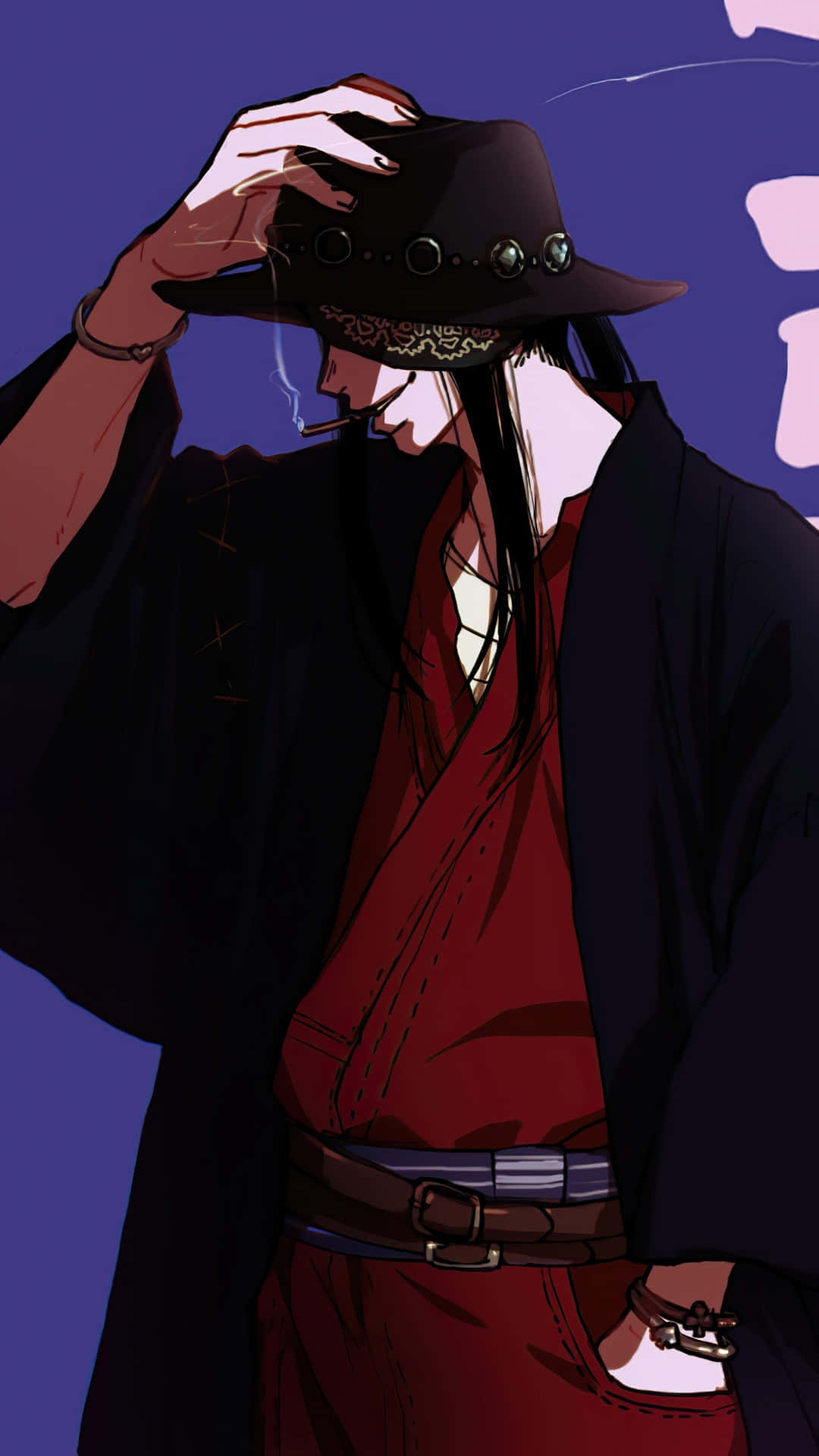Fire Force Joker, black hat, red robe, Full HD Phone Wallpaper