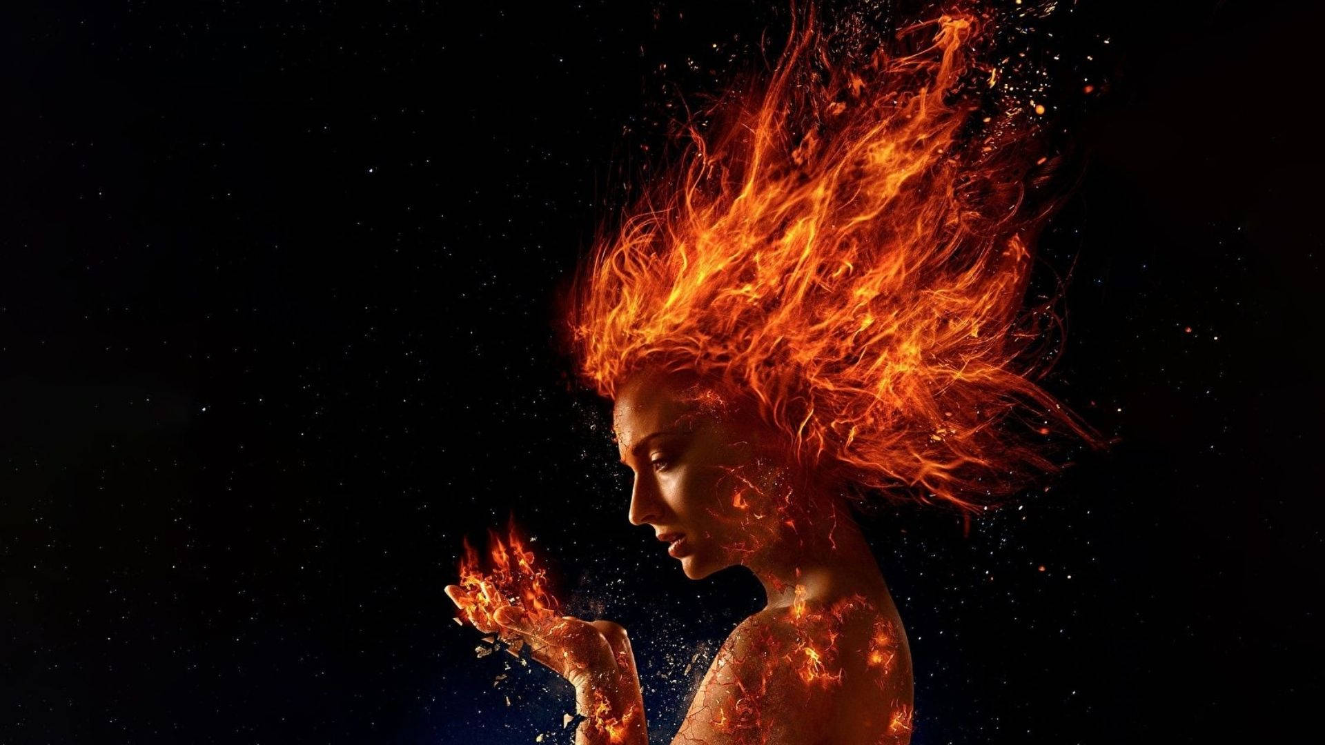 Fire Girl, flaring hair, fiery hair, Full HD Desktop Wallpaper