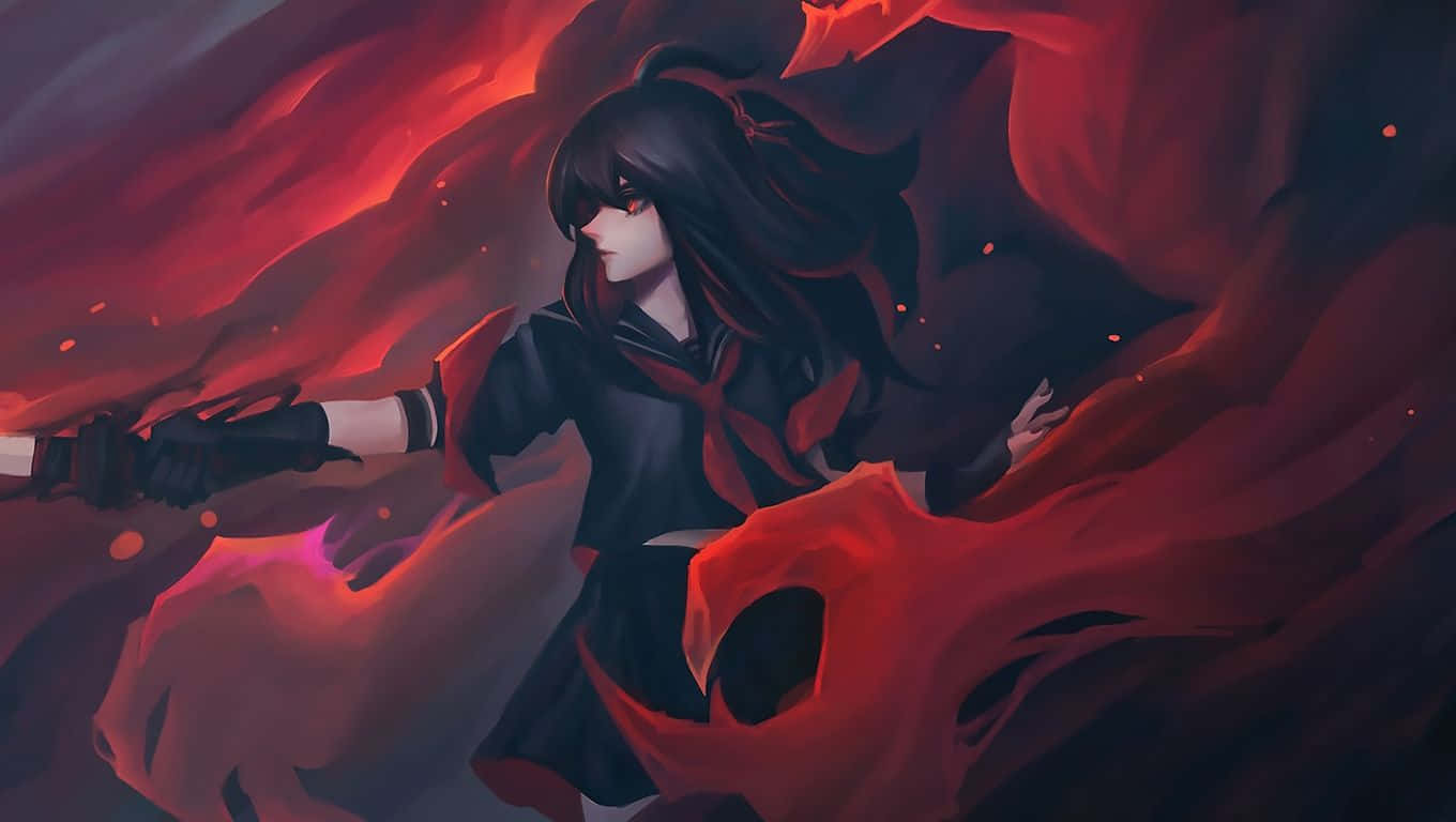 black hair, red hair, fire, HD Desktop Wallpaper