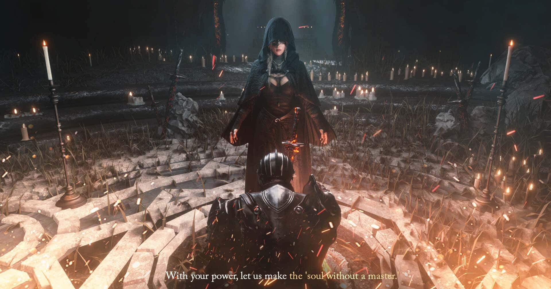 Fire Keeper, hooded figure, dark robes, Full HD Desktop Wallpaper