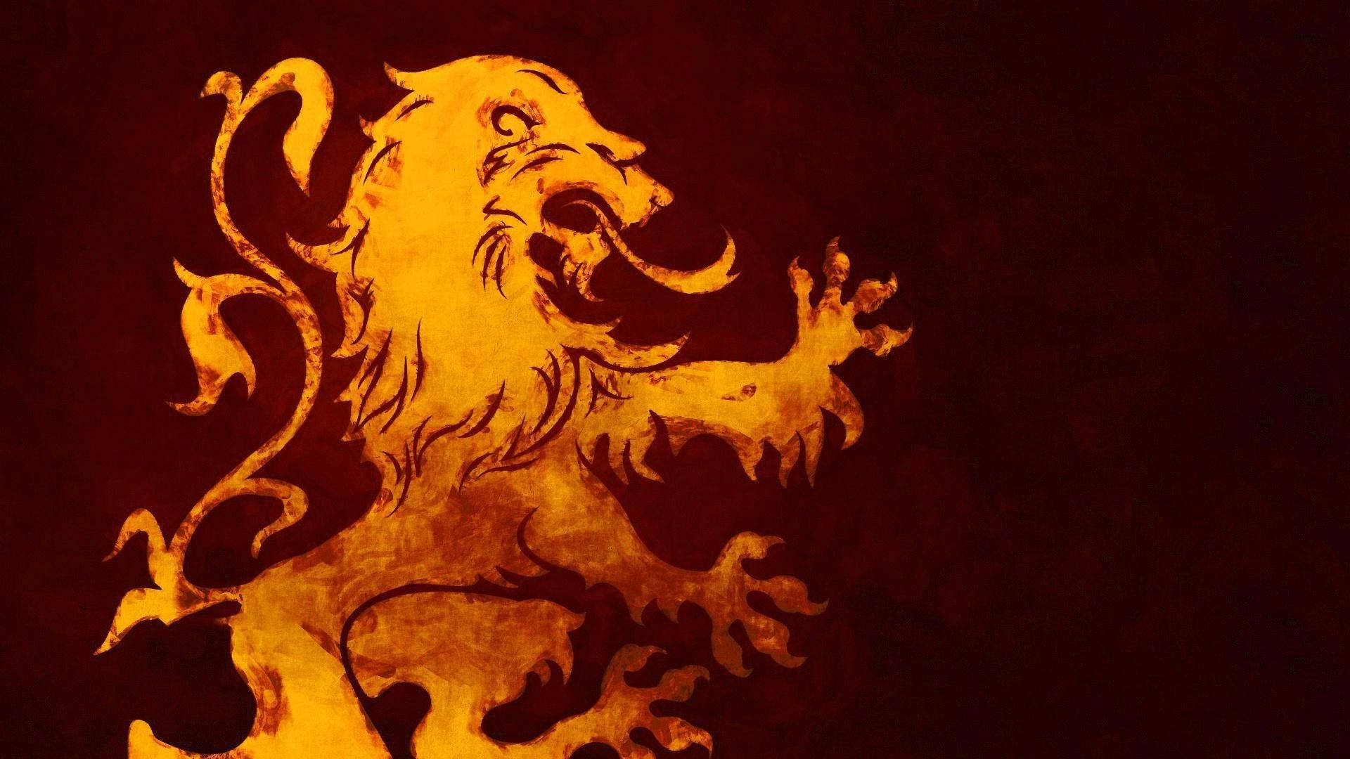 Fire Lion, golden lion, rampant, Full HD Desktop Wallpaper