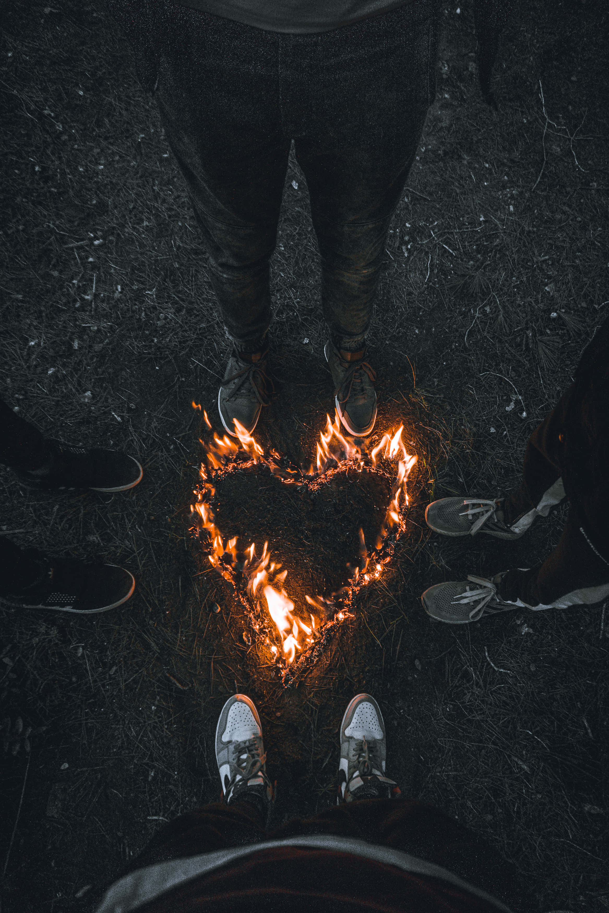 Fire PFP, burning heart, black emo, 2K Phone Wallpaper