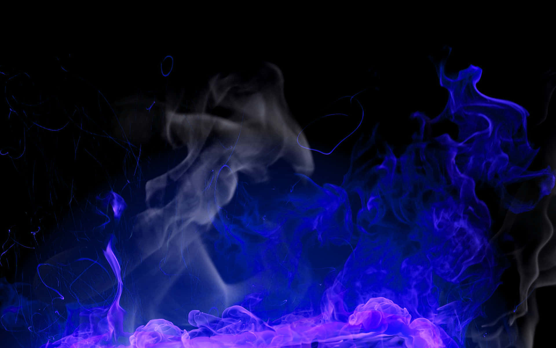 purple fire pfp, blue and purple smoke, stark black background, Full HD Desktop Wallpaper