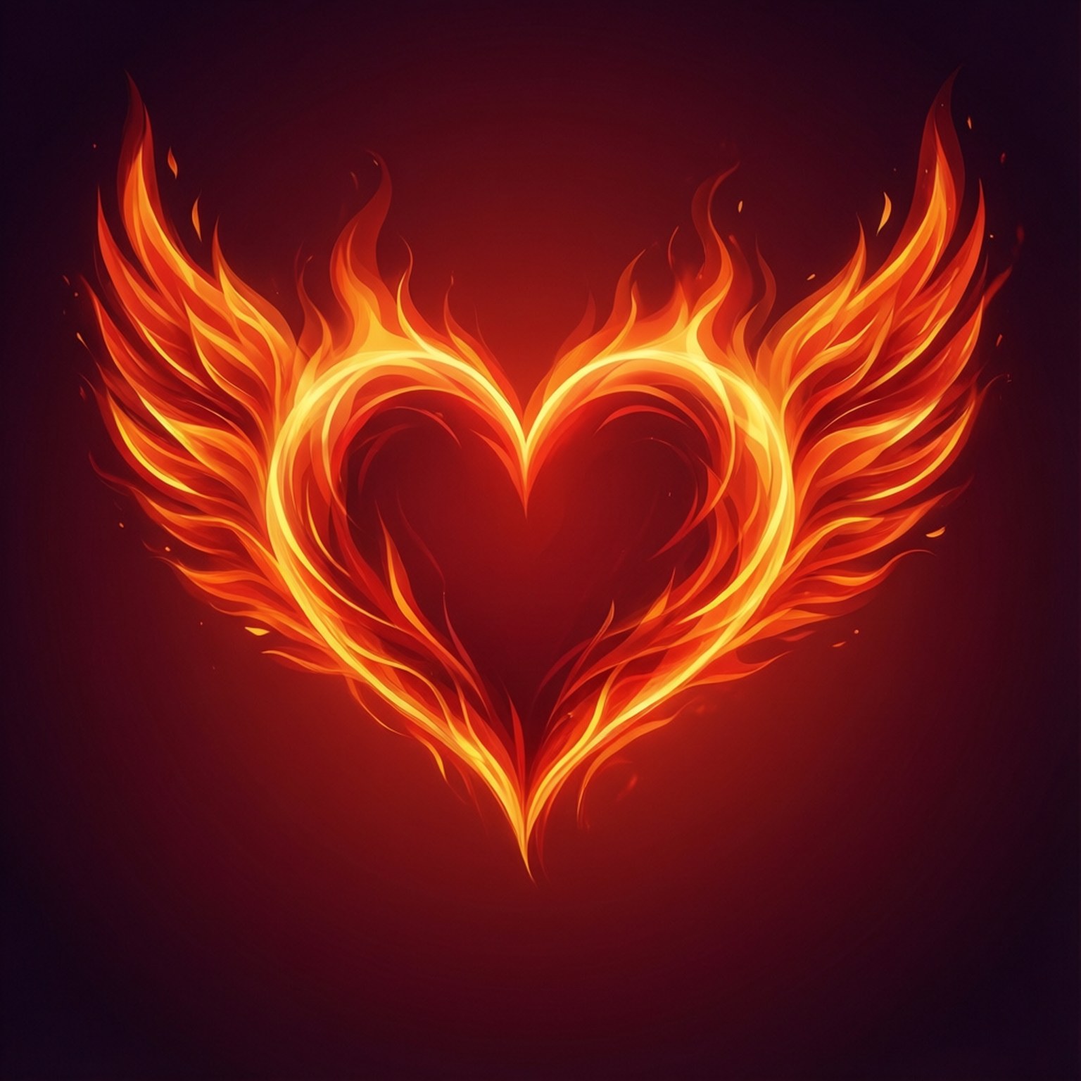 Heart of Fire Wings, flame, orange wings, HD Desktop Wallpaper