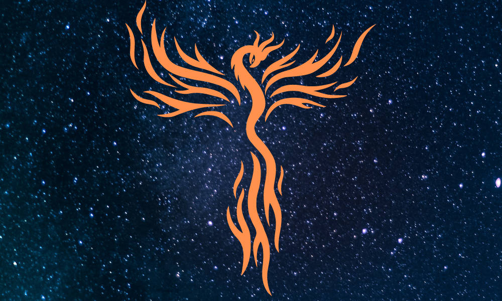 Fire Wings, starry night, orange phoenix, SD Desktop Wallpaper