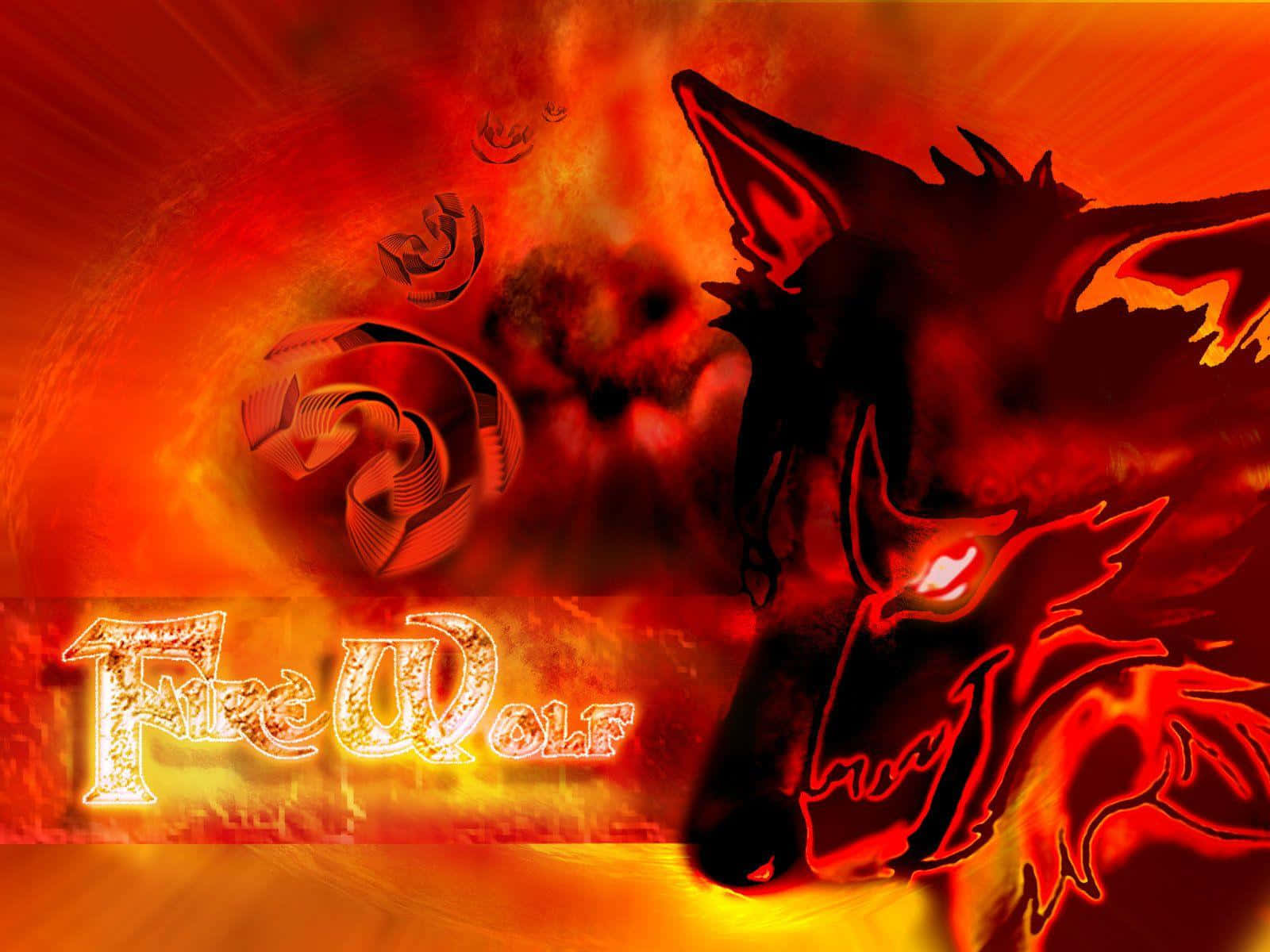 Fire Wolf, fiery wolf silhouette, glowing eyes, HD Desktop Wallpaper