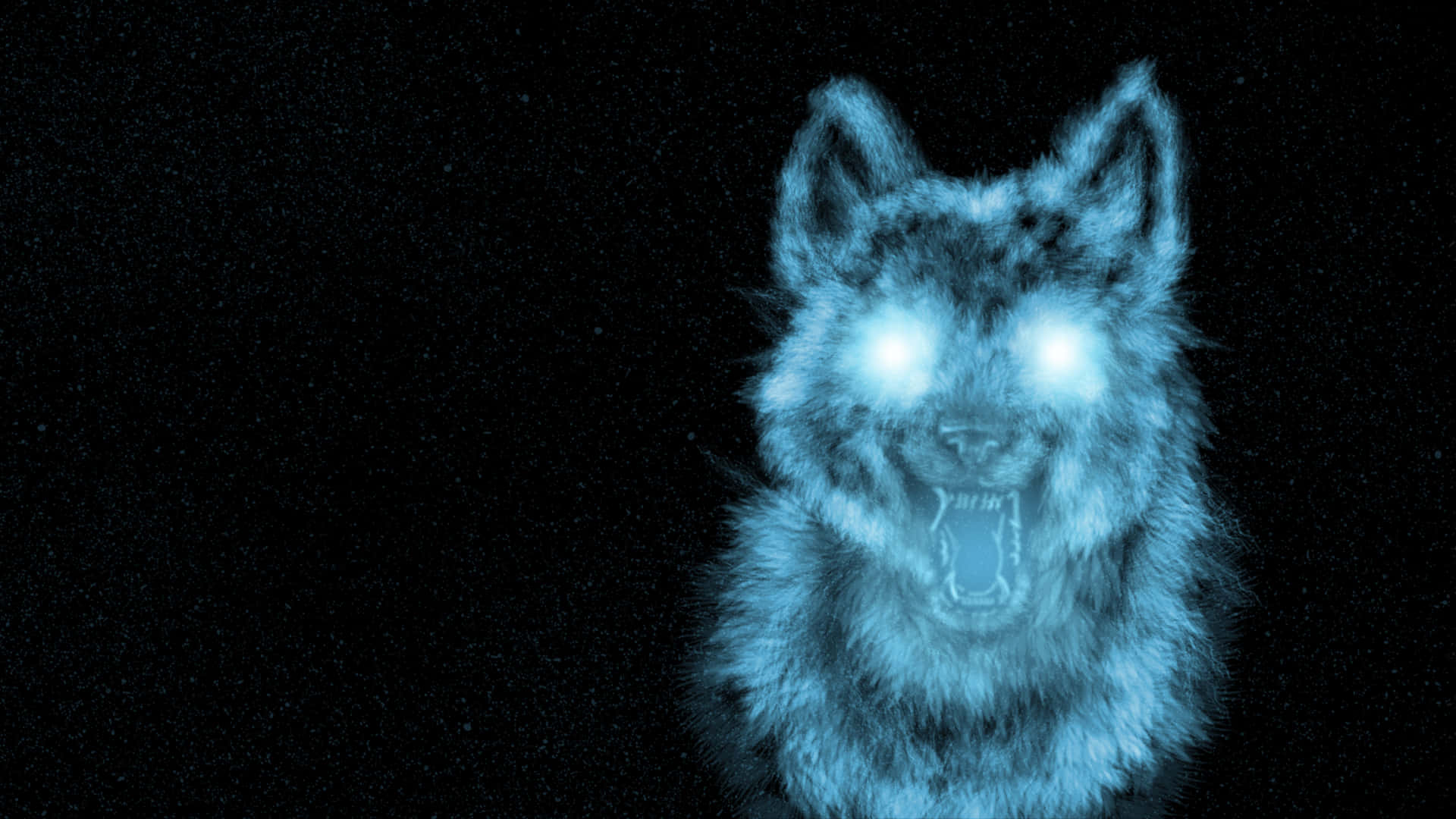 Fire Wolf, glowing blue wolf, bright eyes, Full HD Desktop Wallpaper