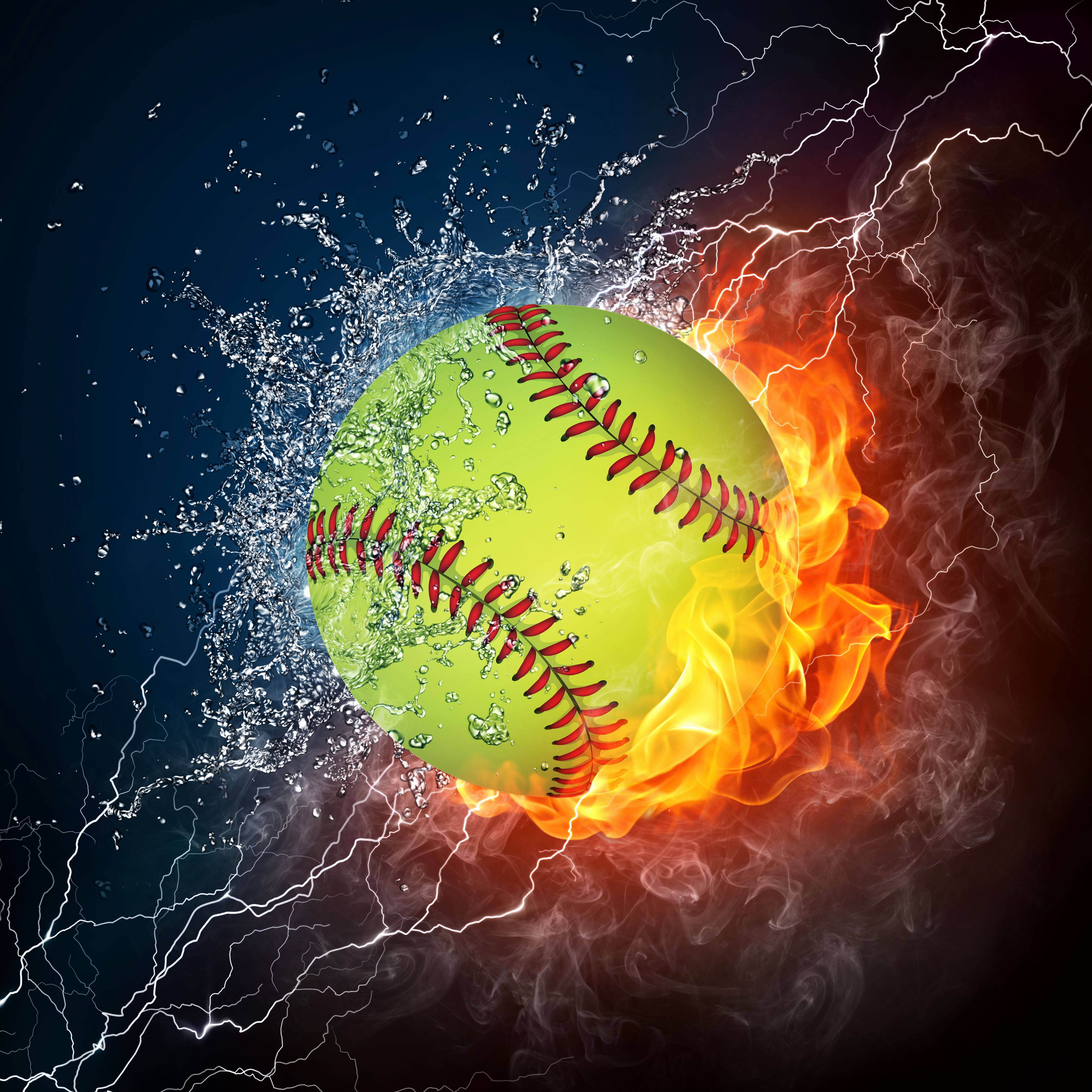 Fire, Water, softball, 4K Desktop Wallpaper