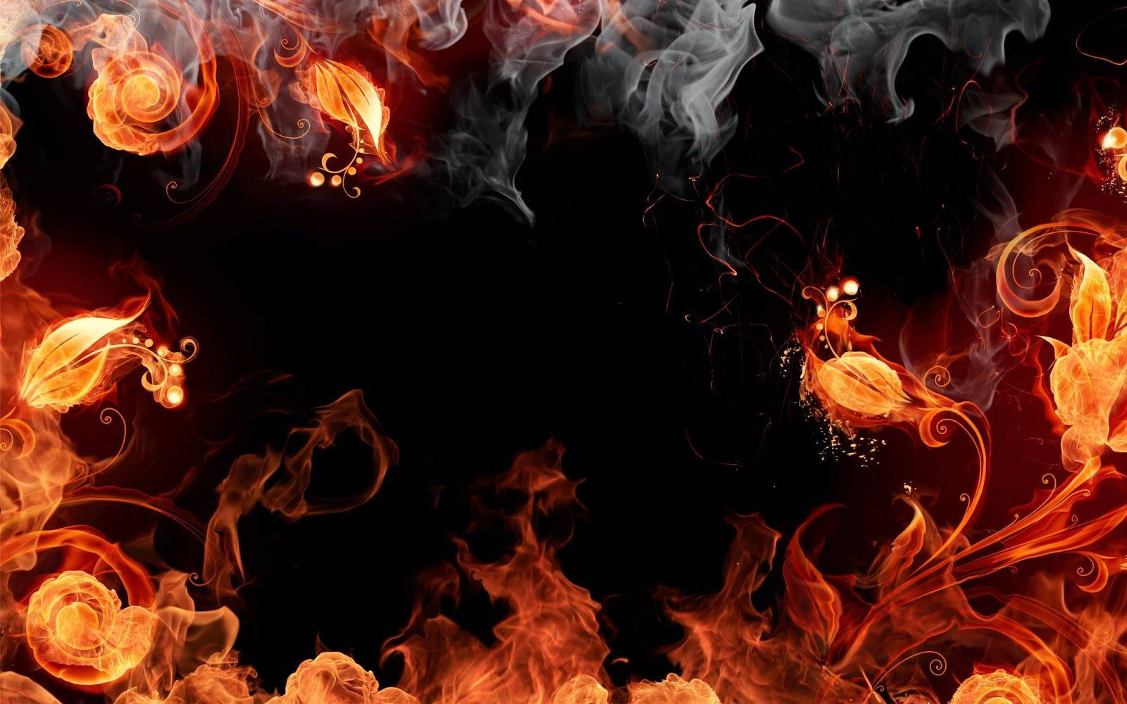 fire, flames, plants, HD Desktop Wallpaper