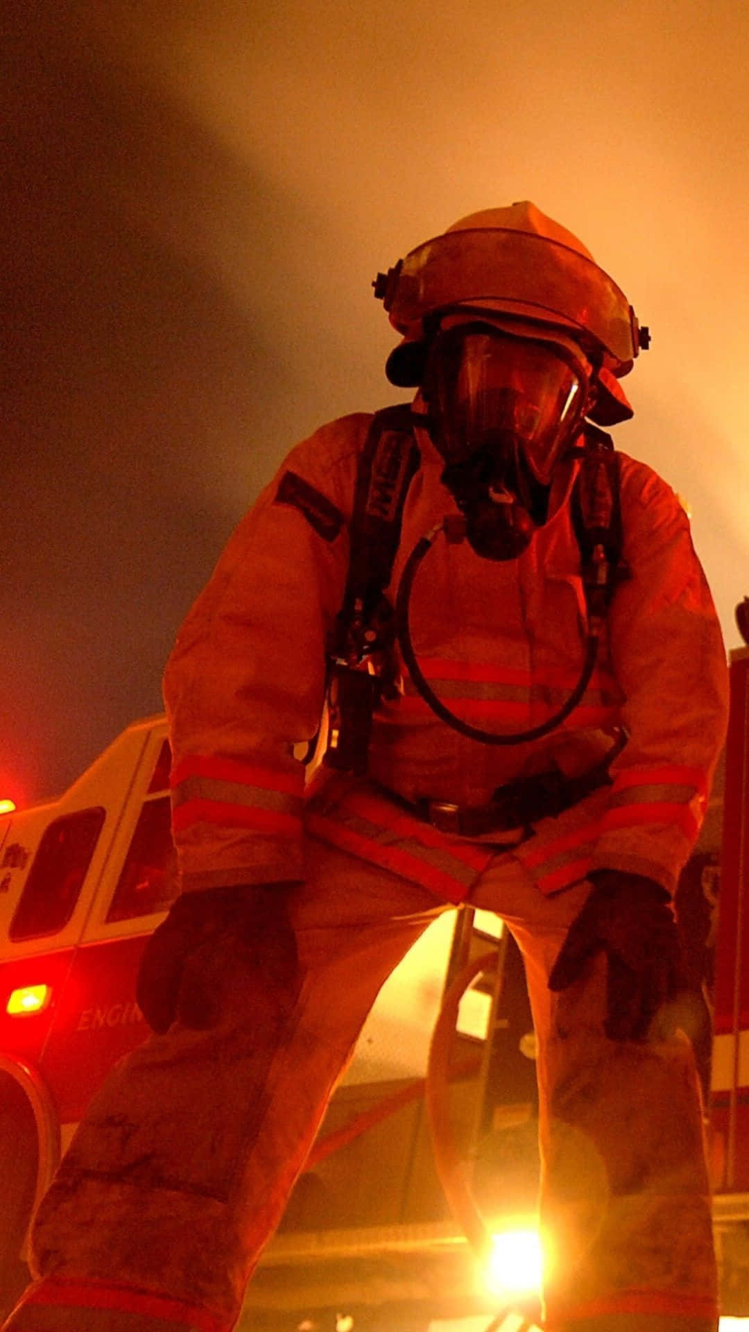 Firefighter Phone, orange flames, smoke, Full HD Phone Wallpaper