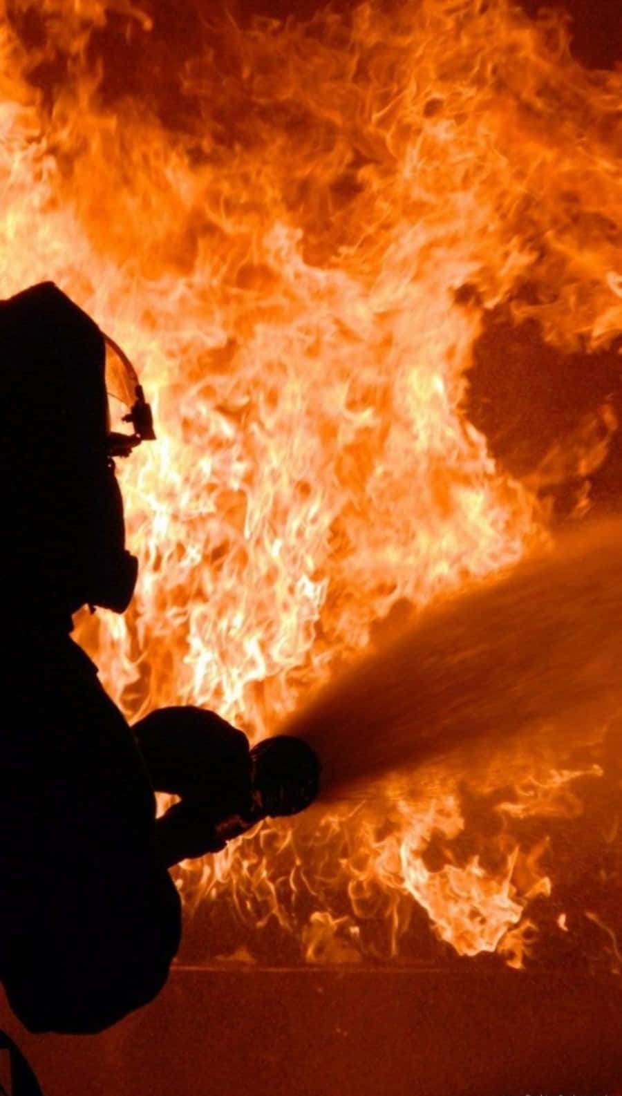 Firefighter Phone, silhouette, roaring flames, HD Phone Wallpaper