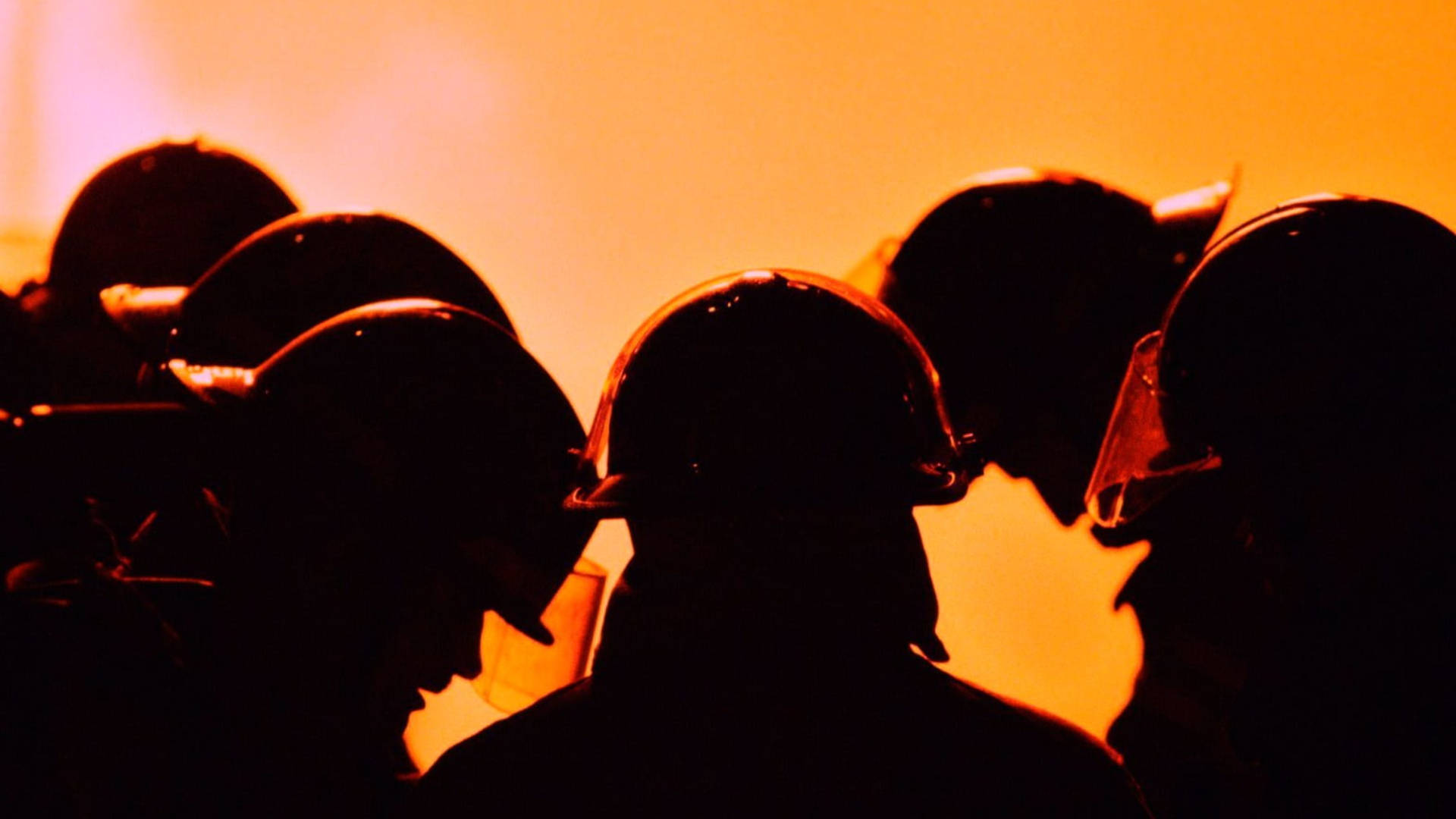 firefighters, silhouette, helmets, Full HD Desktop Wallpaper