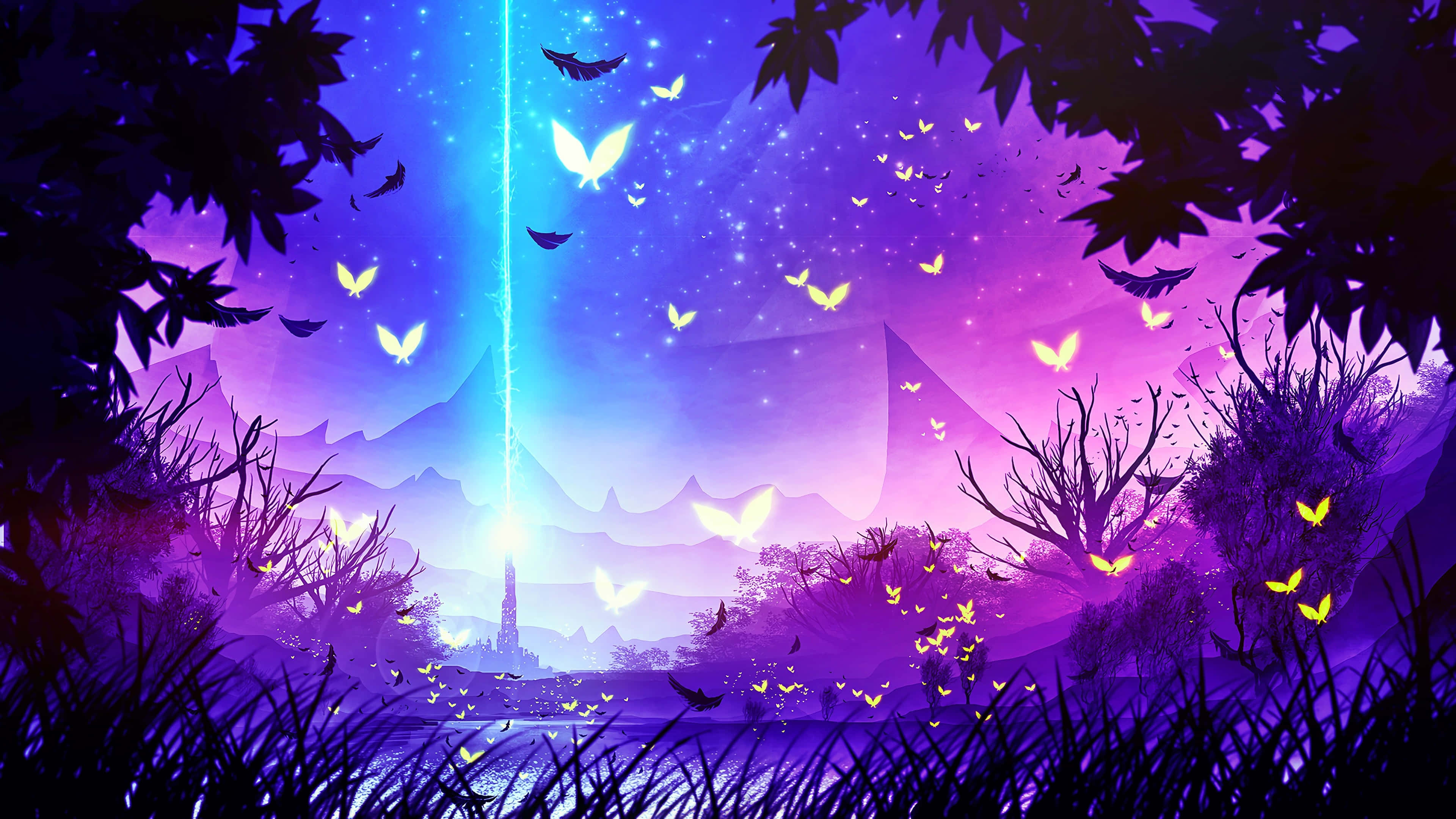 Firefly HD, 3840 x 2160, glowing blue beam, 4K Desktop Wallpaper