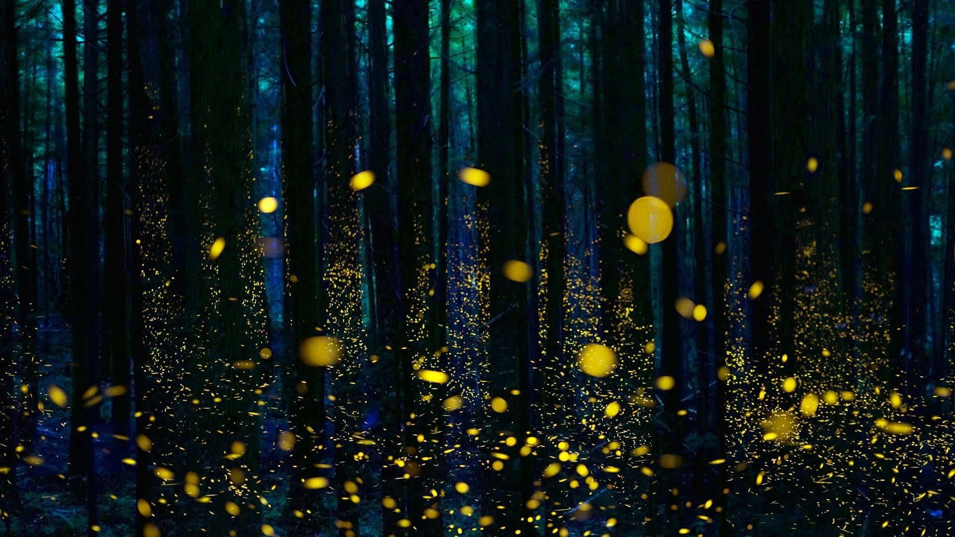 Firefly HD, night sky, dark forest, Full HD Desktop Wallpaper