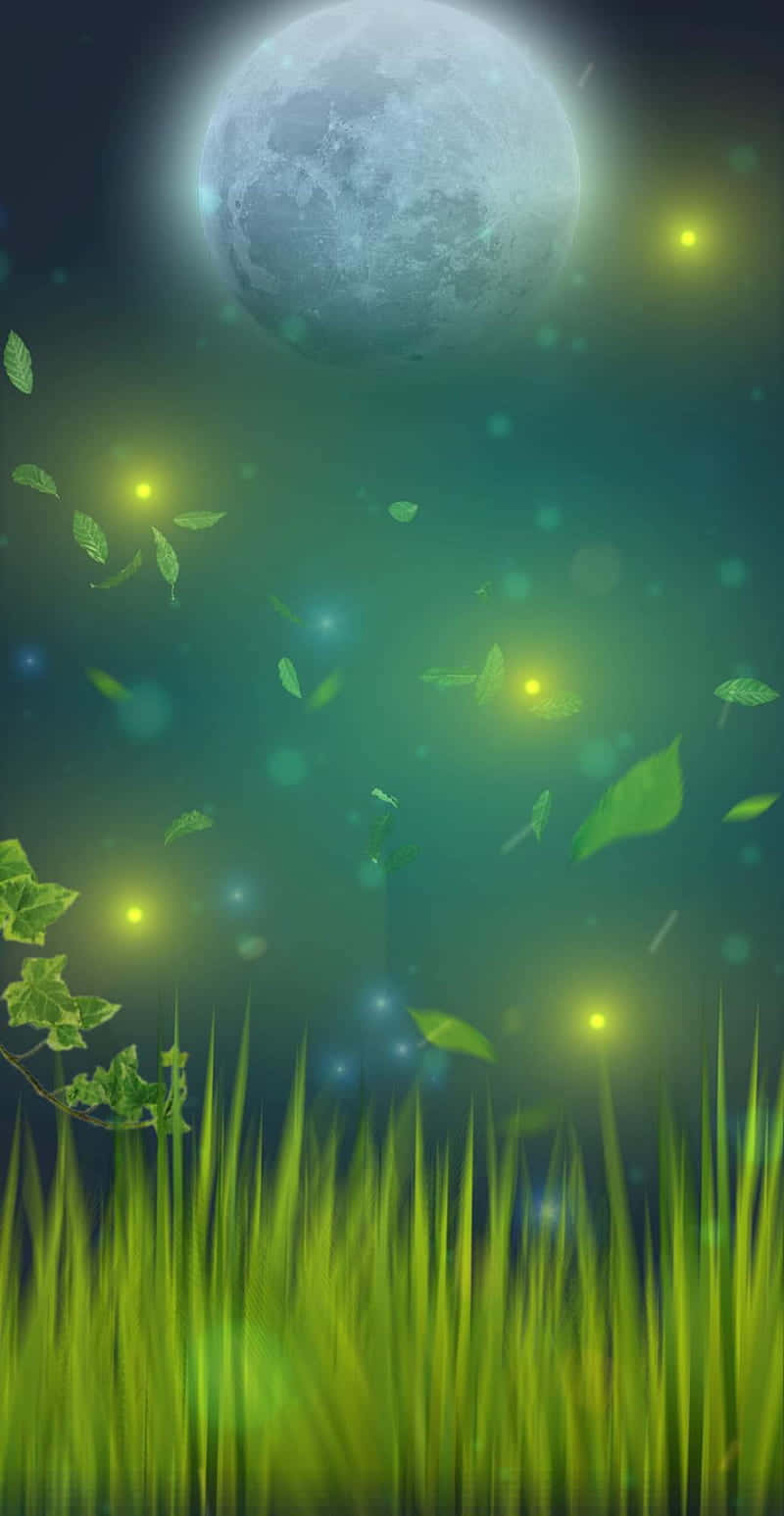 Firefly HD, full moon, glowing green grass, HD Phone Wallpaper