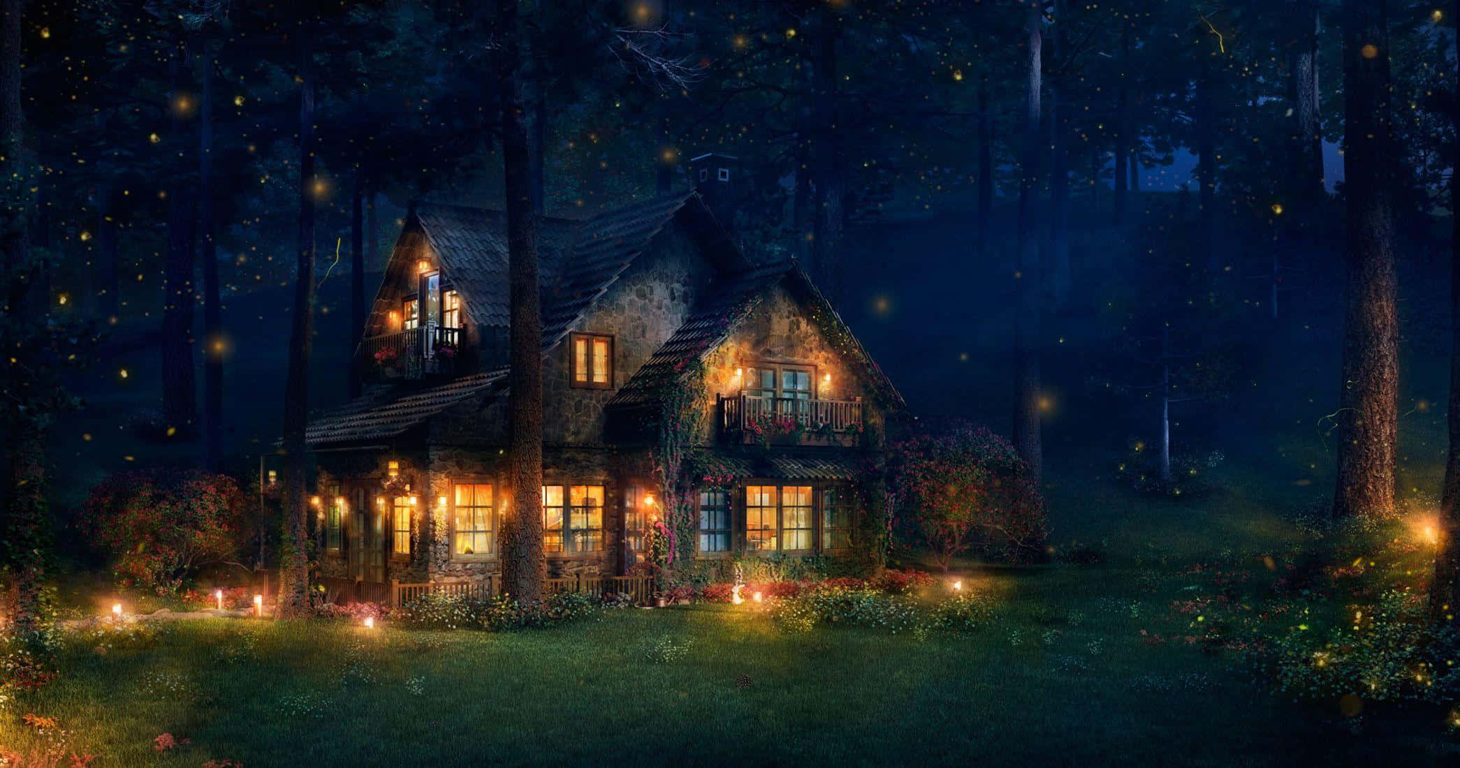Firefly HD, stone cottage, dark forest, Full HD Desktop Wallpaper