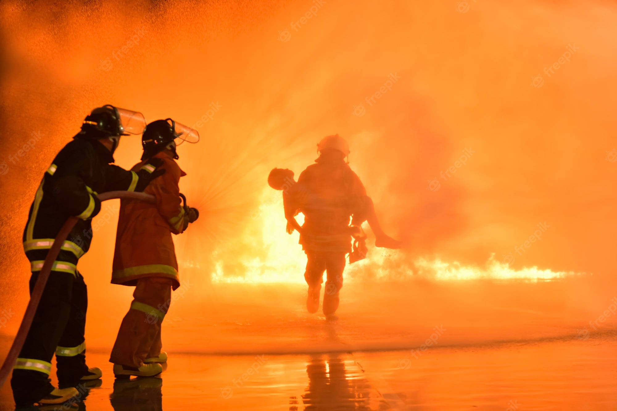Fireman, victim, fire, Full HD Desktop Wallpaper