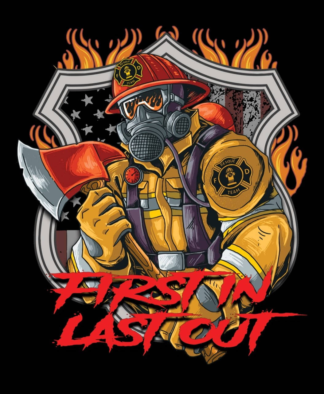 firefighter, full gear, axe, HD Phone Wallpaper
