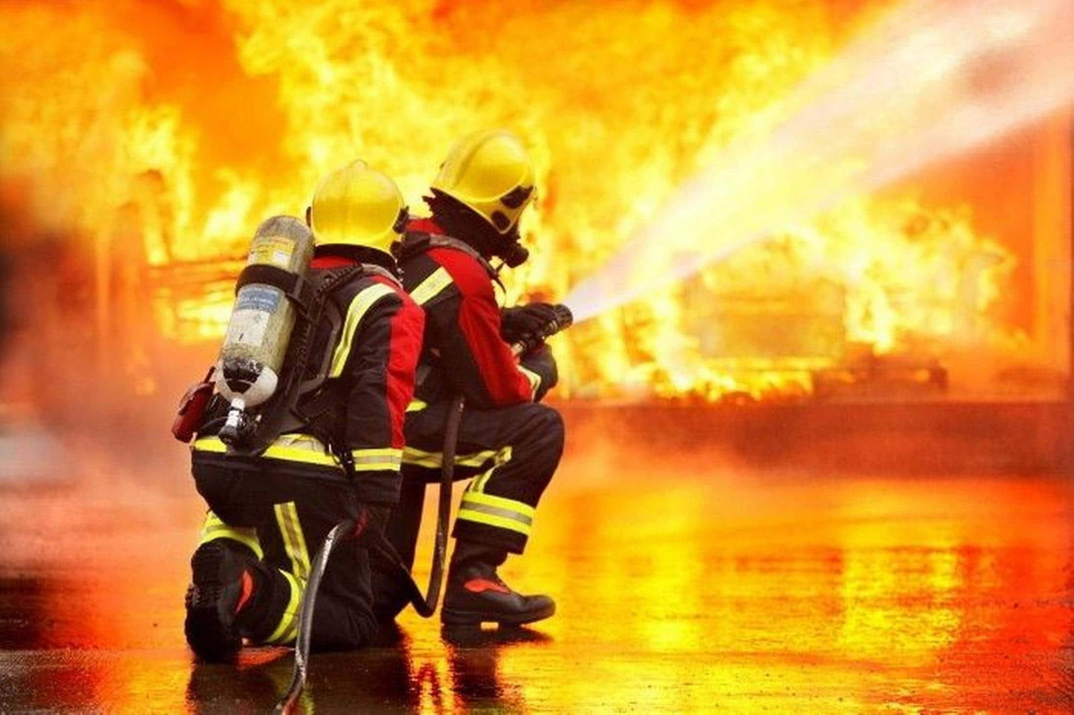 fire department, firefighters, full gear, Full HD Desktop Wallpaper