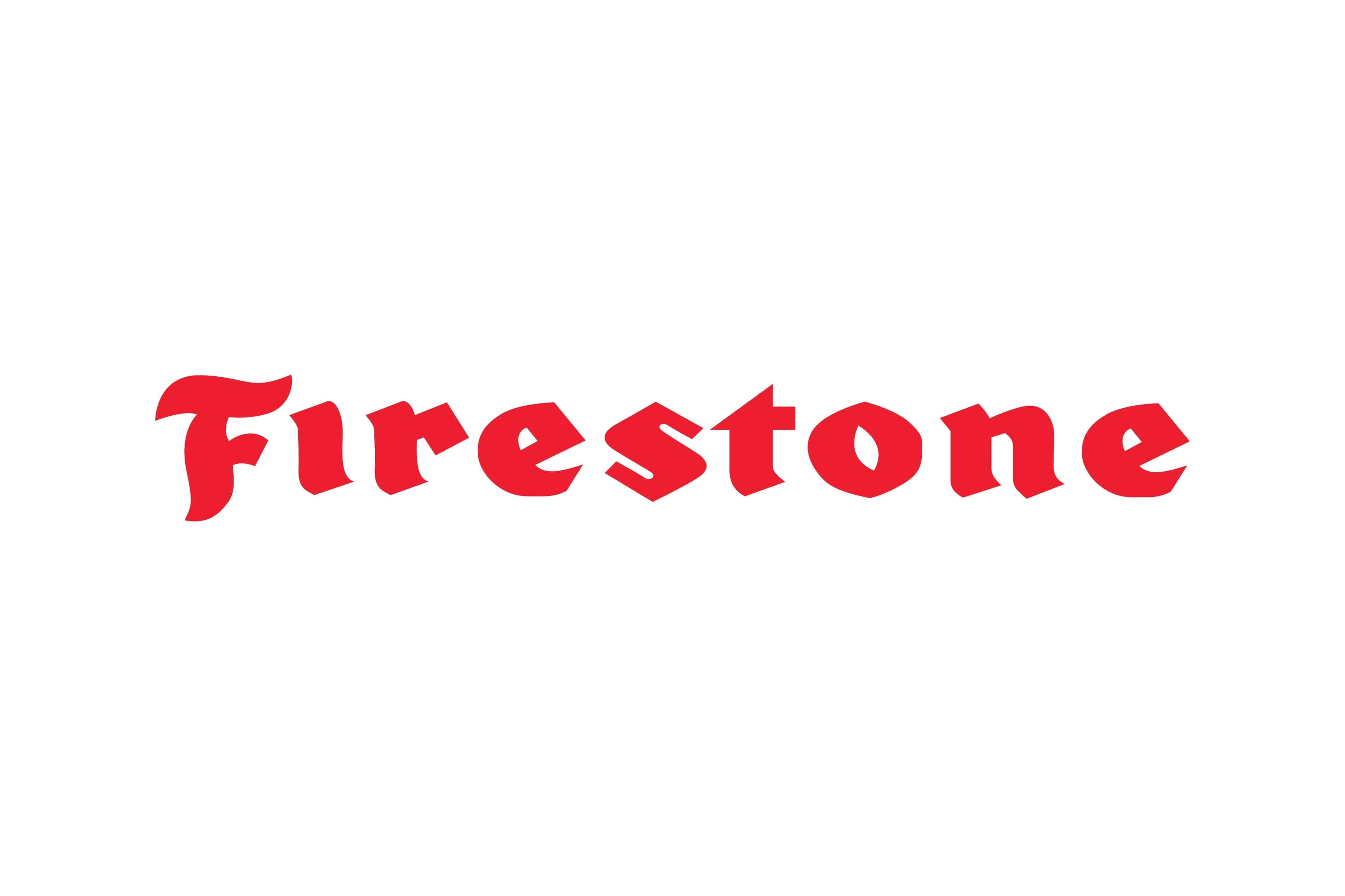 Firestone, red logo, white background, 2K Desktop Wallpaper