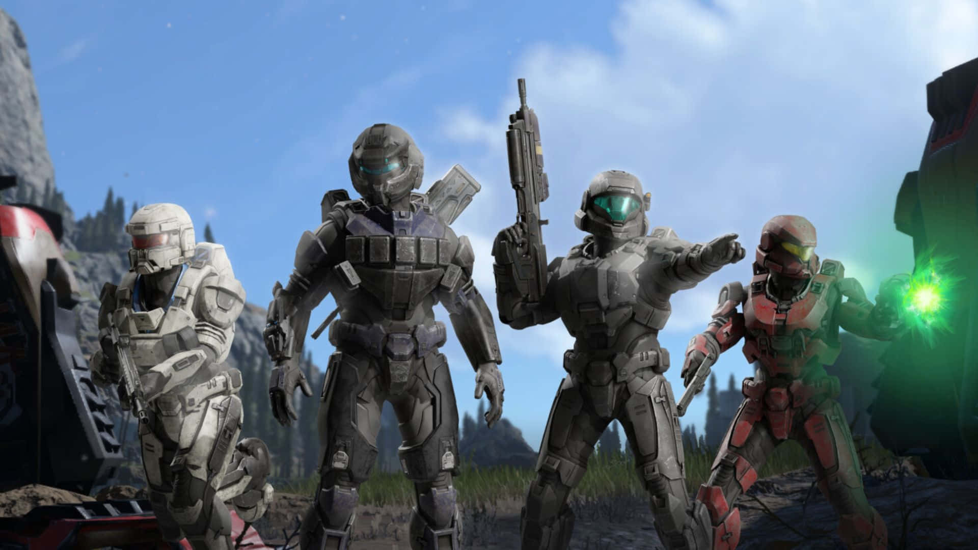 Fireteam Osiris, futuristic gear, rocky outdoor battlefield, Full HD Desktop Wallpaper
